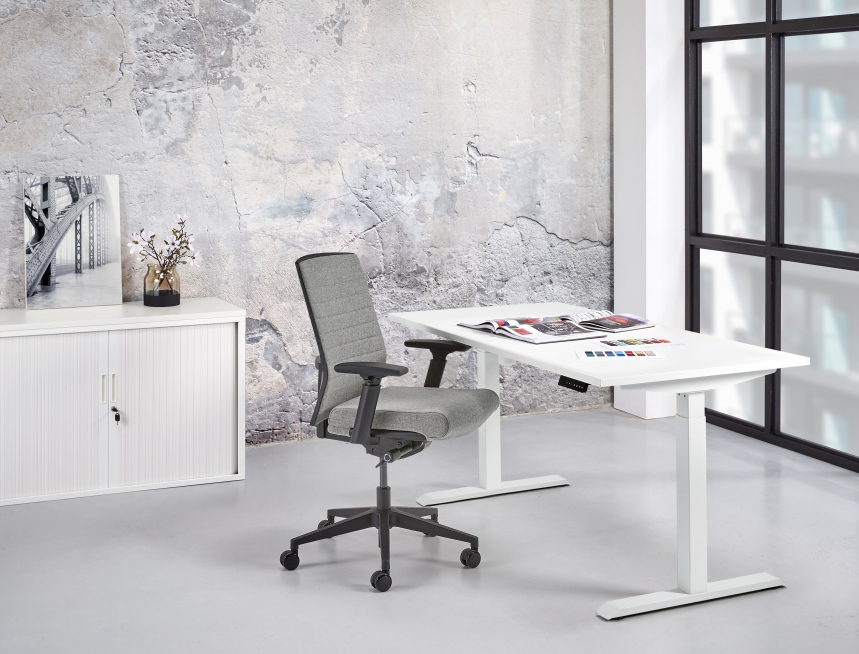 Zit-Sta Bureau Elektrisch 'Basic' 120x80cm Wit - Natuur eiken