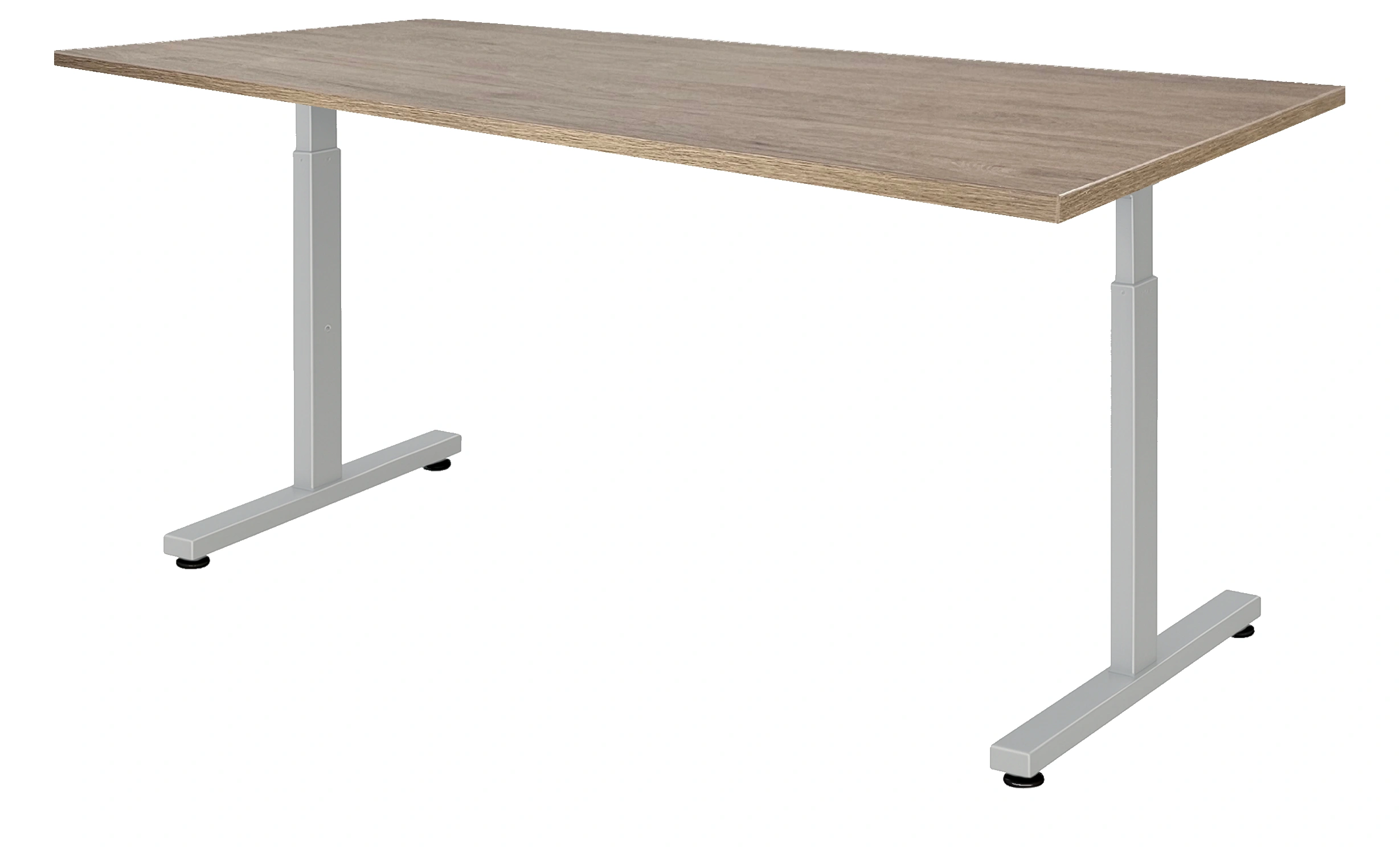 Verstelbaar Bureau Vamo T-poot 180x80cm Aluminium Hickory Noten