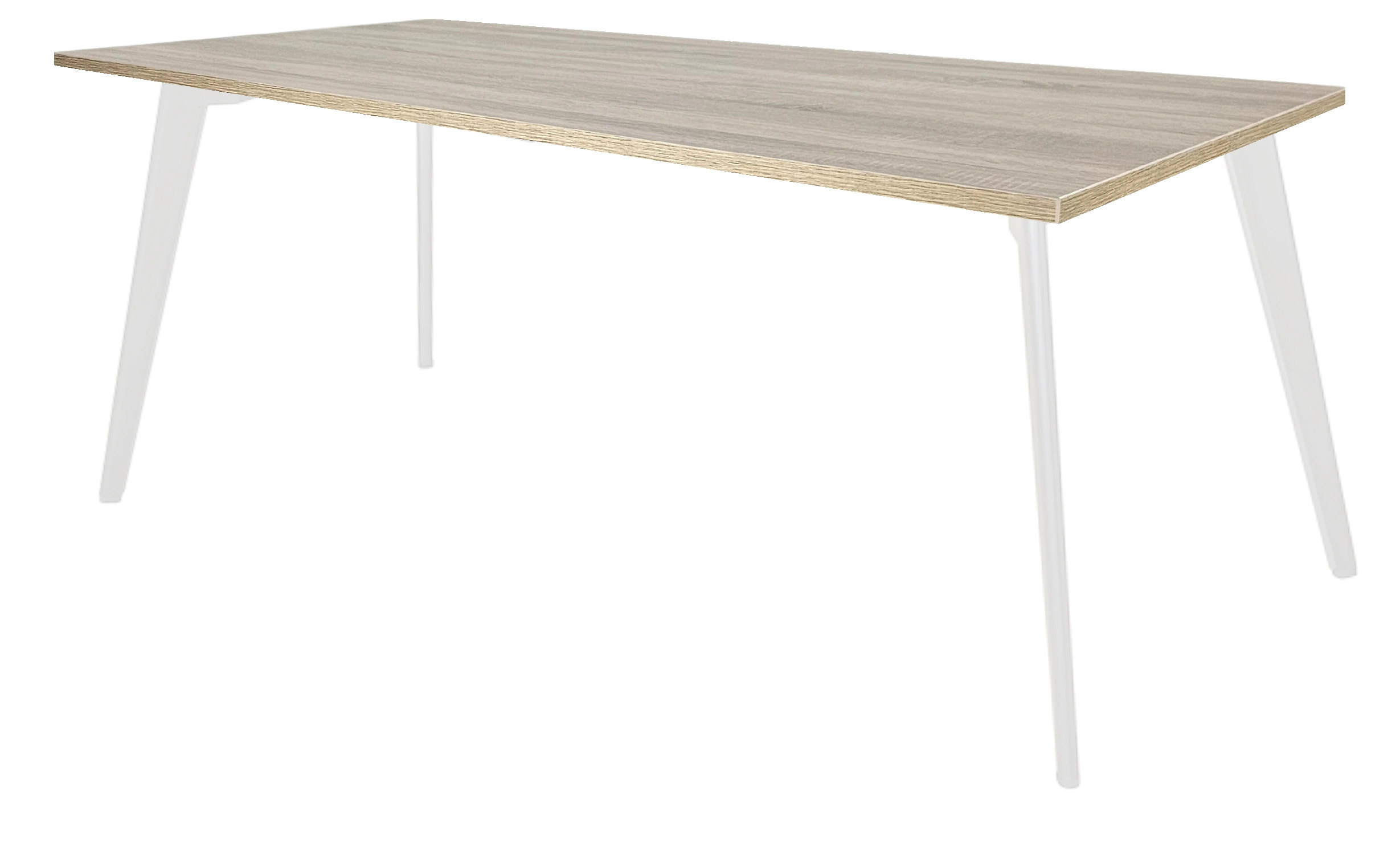 Real-poot Vergadertafel recht 180x80cm Wit Midden eiken