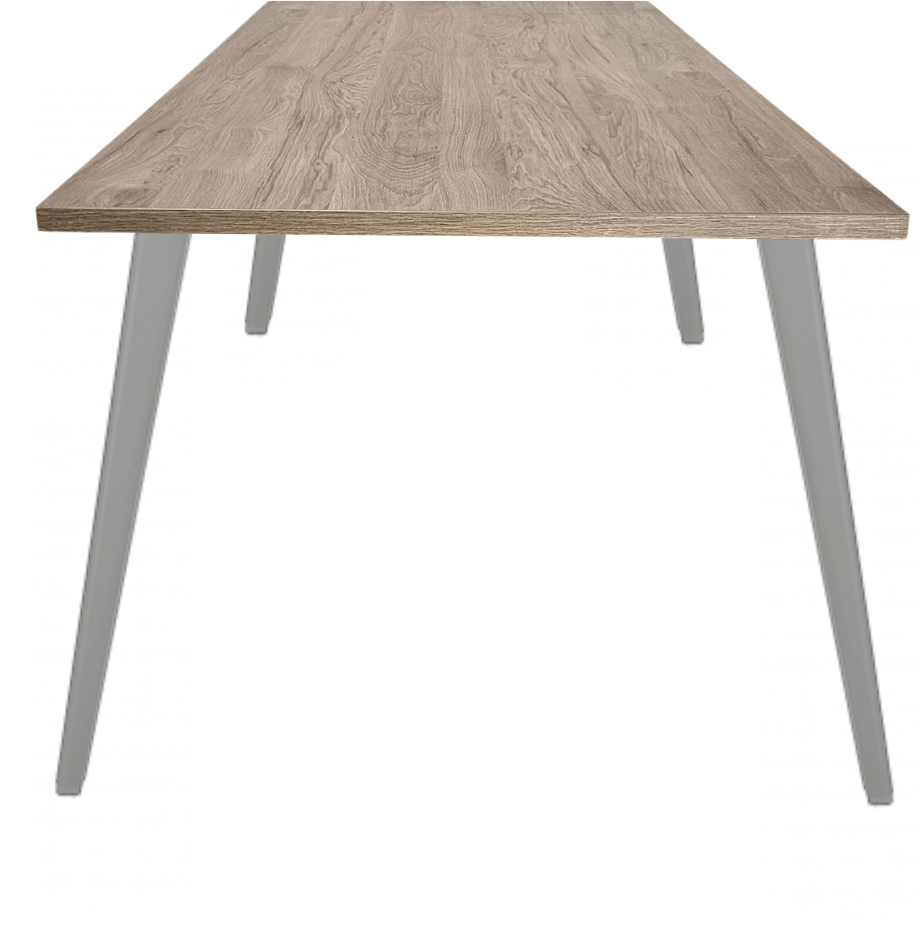 Real-poot Vergadertafel recht 160x80cm Aluminium Hickory Noten