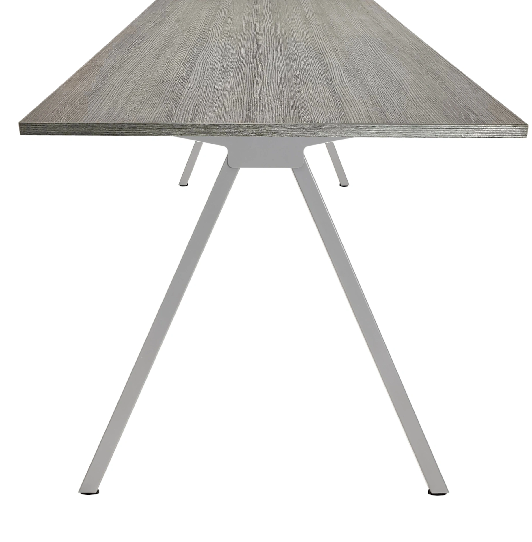 V-poot Vergadertafel recht 160x80cm Aluminium Bruin eiken