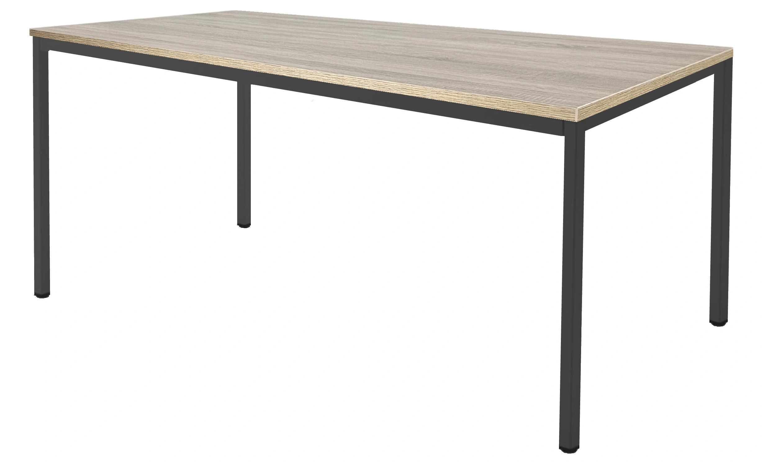 Budget 4-poots Vergadertafel recht 200x100cm Zwart Midden eiken