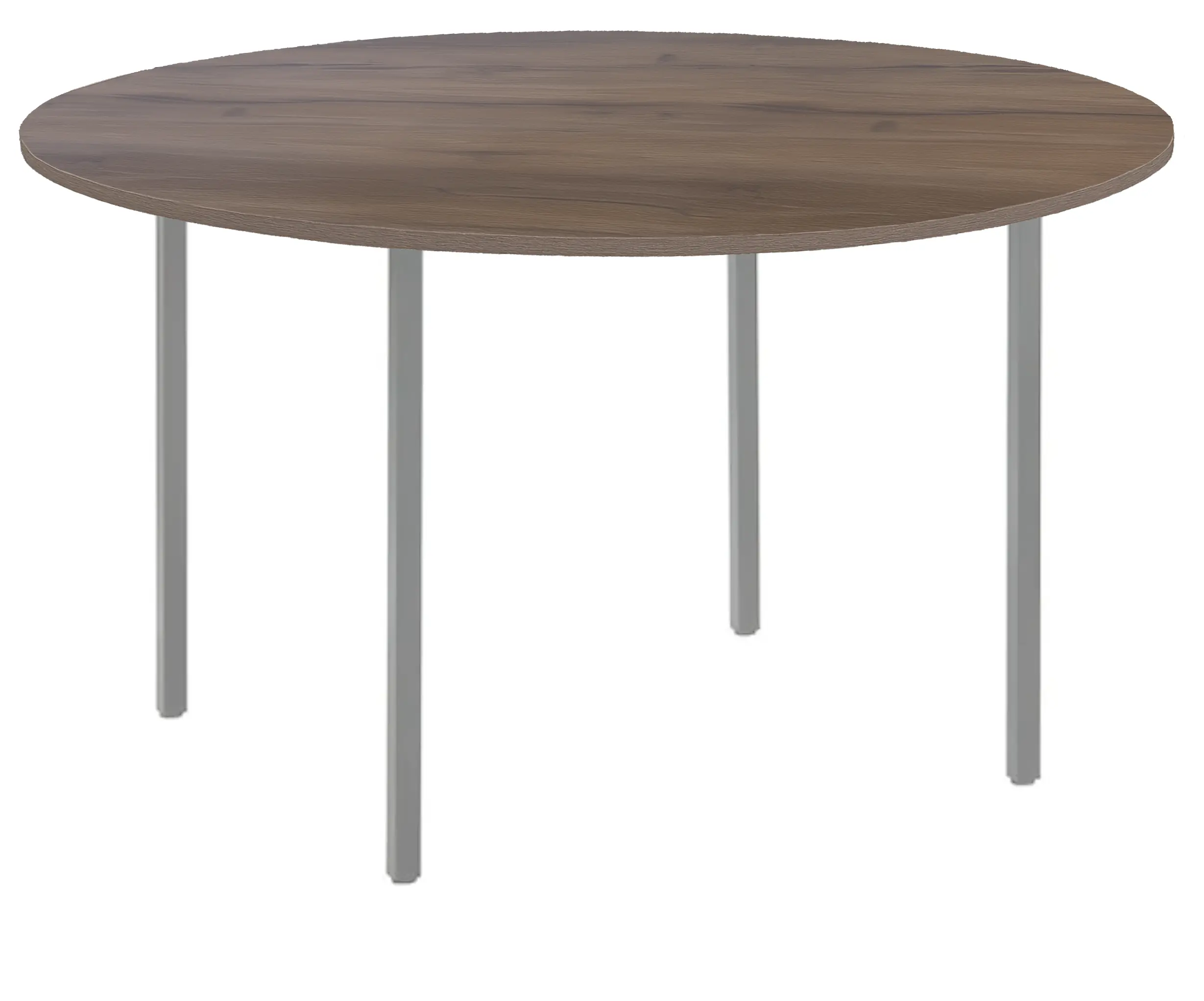 Ronde Goedkope 4-poots Kantinetafel Ø120cm Aluminium Hickory Noten