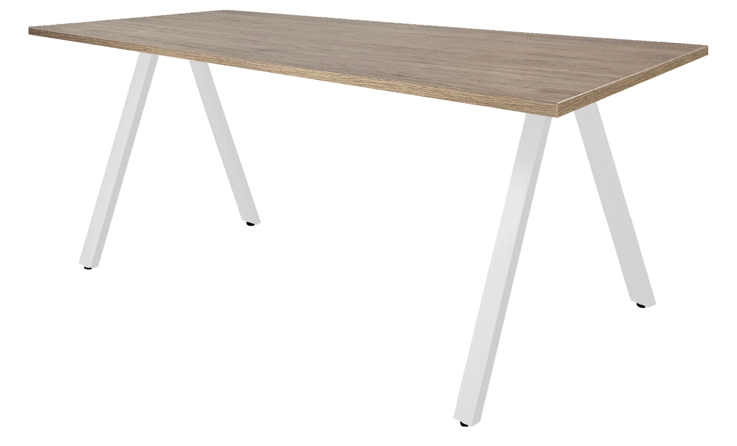 V-poot Vergadertafel recht 160x80cm Wit Hickory Noten