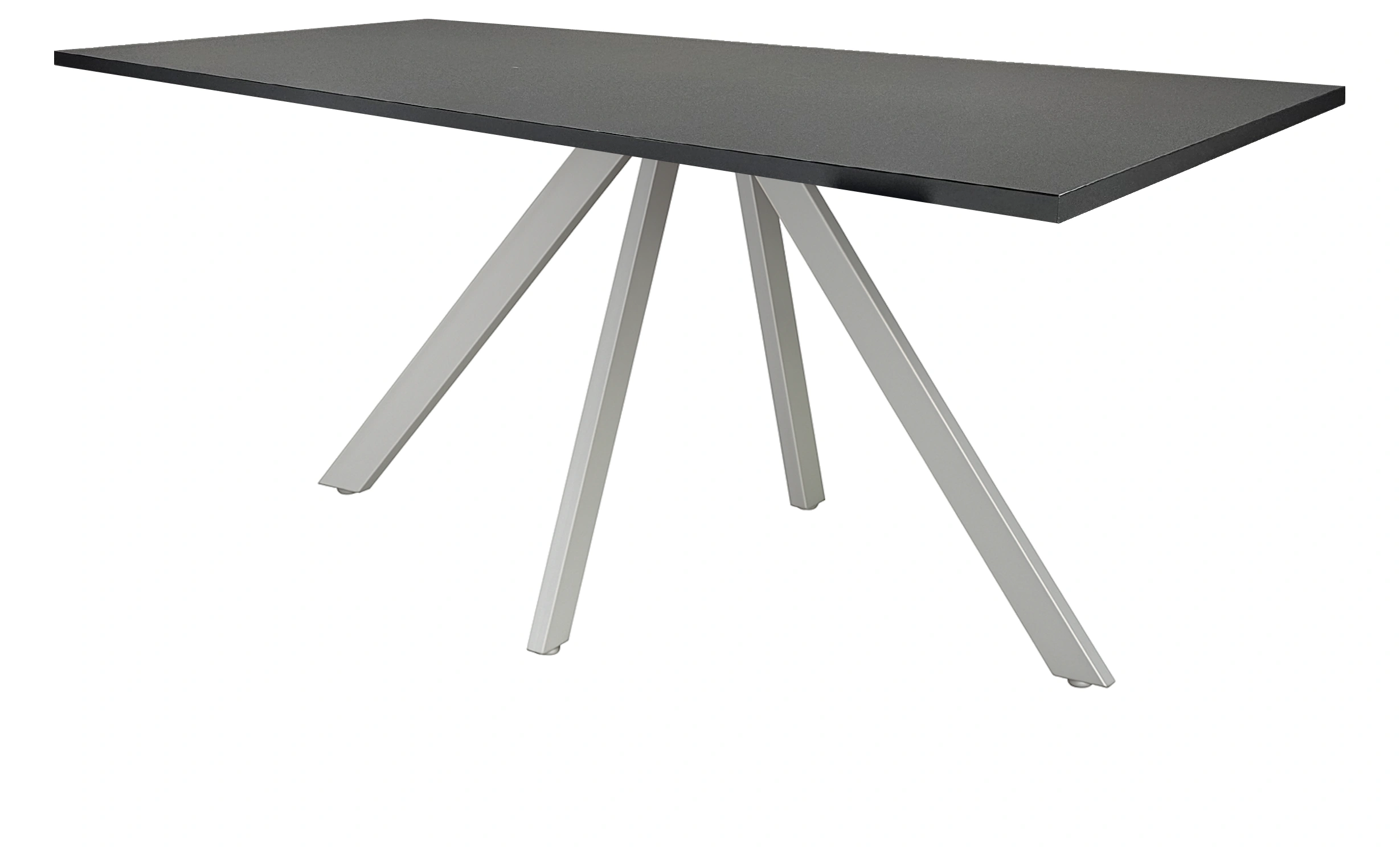 Spinpoot Vergadertafel recht 160x80cm Aluminium Zwart