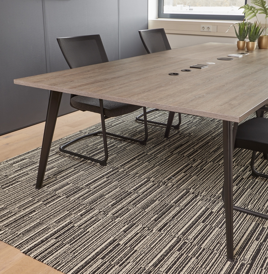 Real-poot Vergadertafel Deens Ovaal 240x120cm Aluminium - Zwart