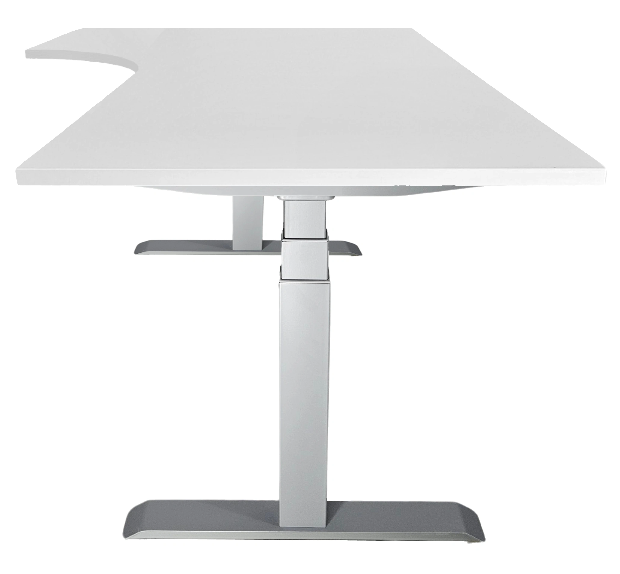 Elektrisch zit-sta Hoekbureau 180x200cm (met ronde hoek) Aluminium Wit