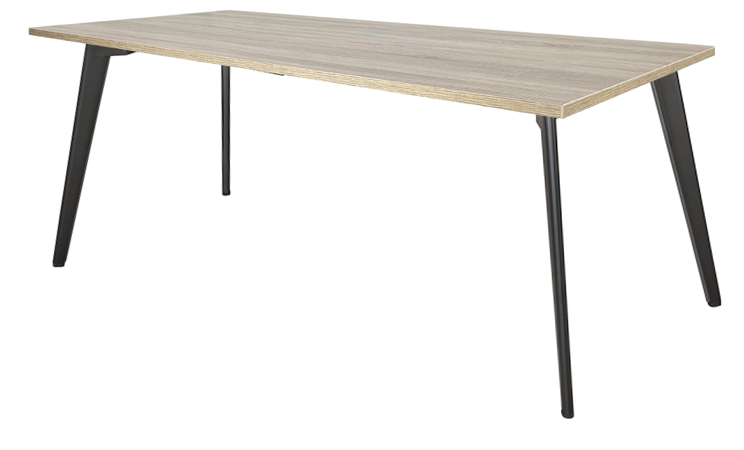 Real-poot Vergadertafel recht 120x80cm Zwart Midden eiken