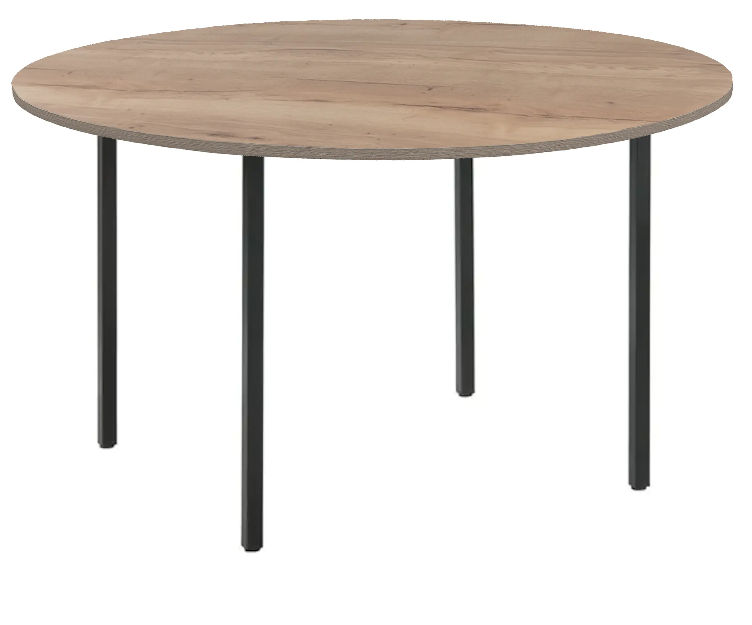 Vergadertafel rond Budget 4-poots Ø120cm Zwart Natuur eiken
