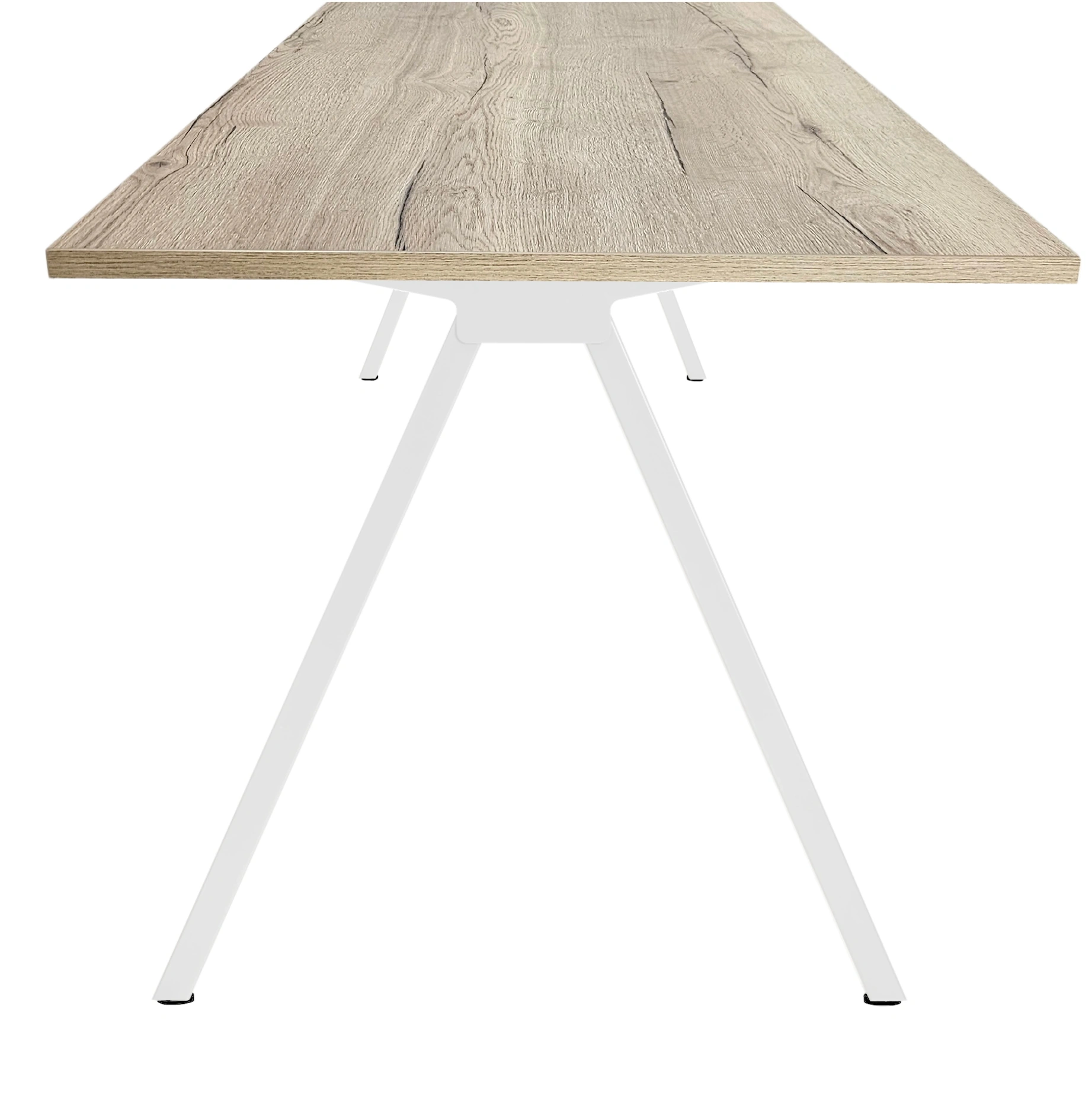 V-poot Vergadertafel recht 200x100cm Wit Natuur eiken