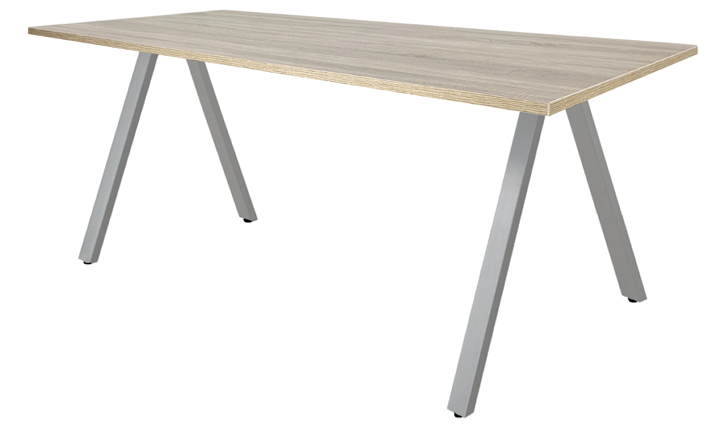 V-poot Vergadertafel recht 160x80cm Aluminium Midden eiken