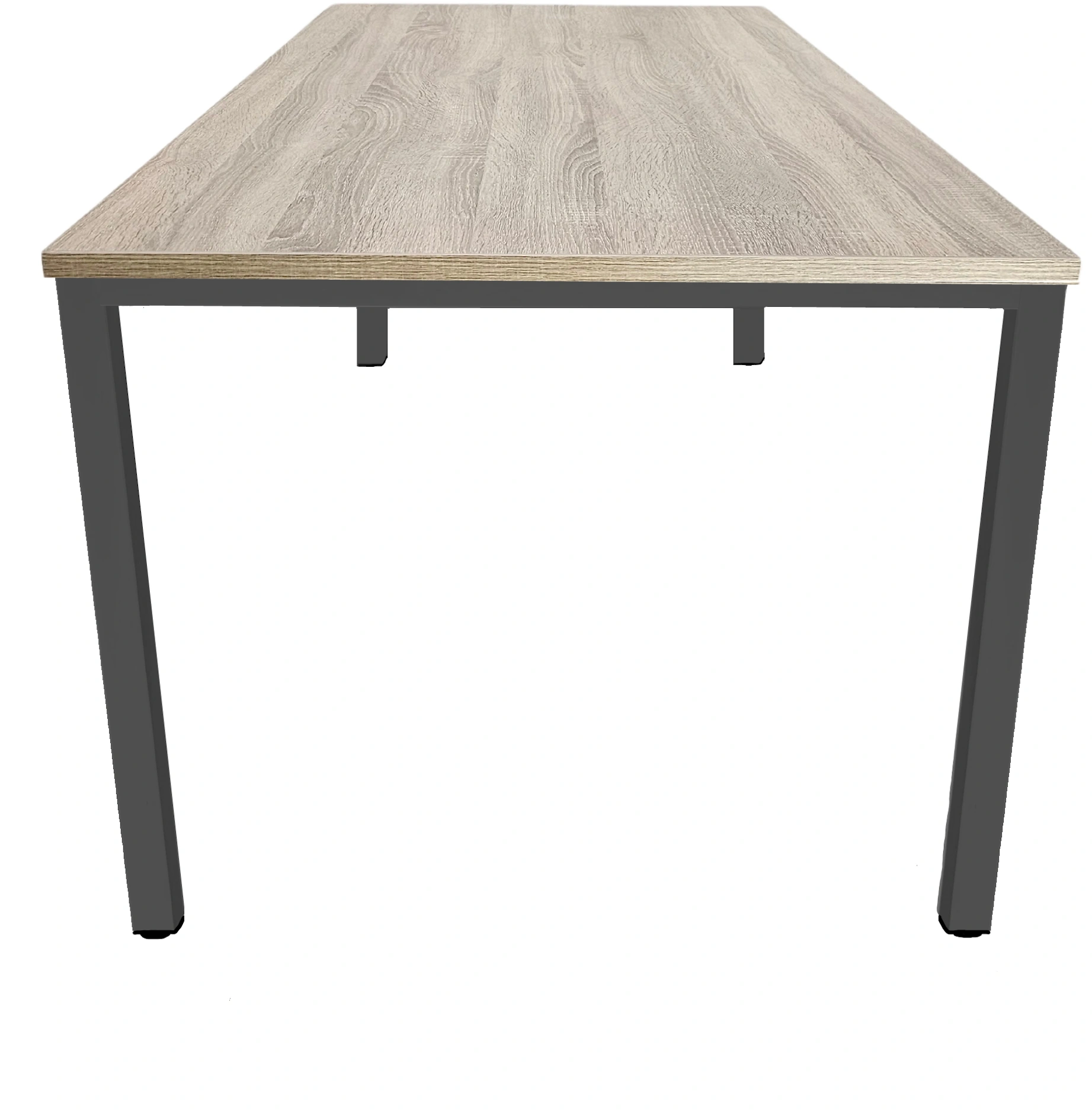Budget 4-poots Vergadertafel recht 200x100cm Zwart Midden eiken