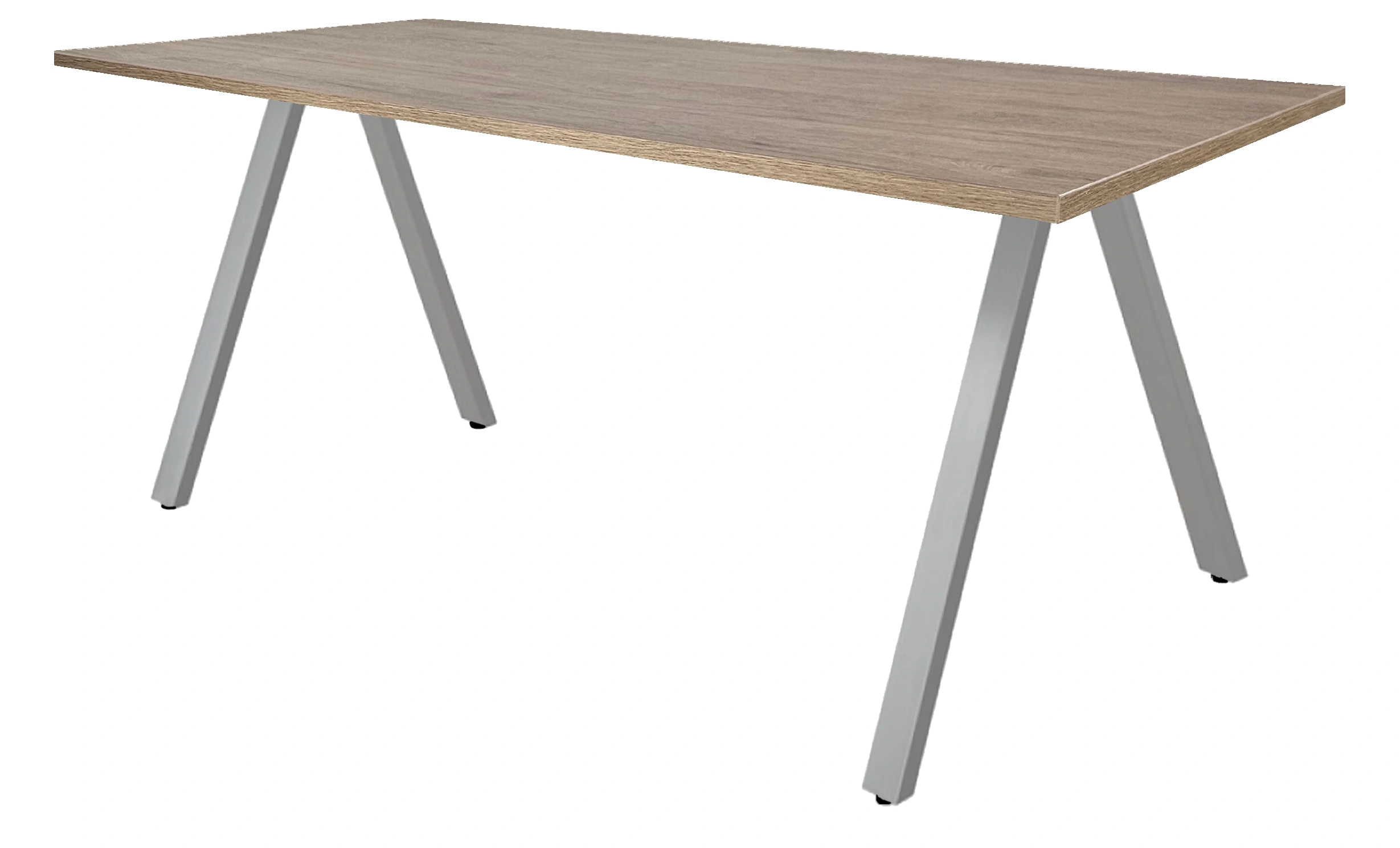 V-poot Vergadertafel recht 140x80cm Aluminium Hickory Noten
