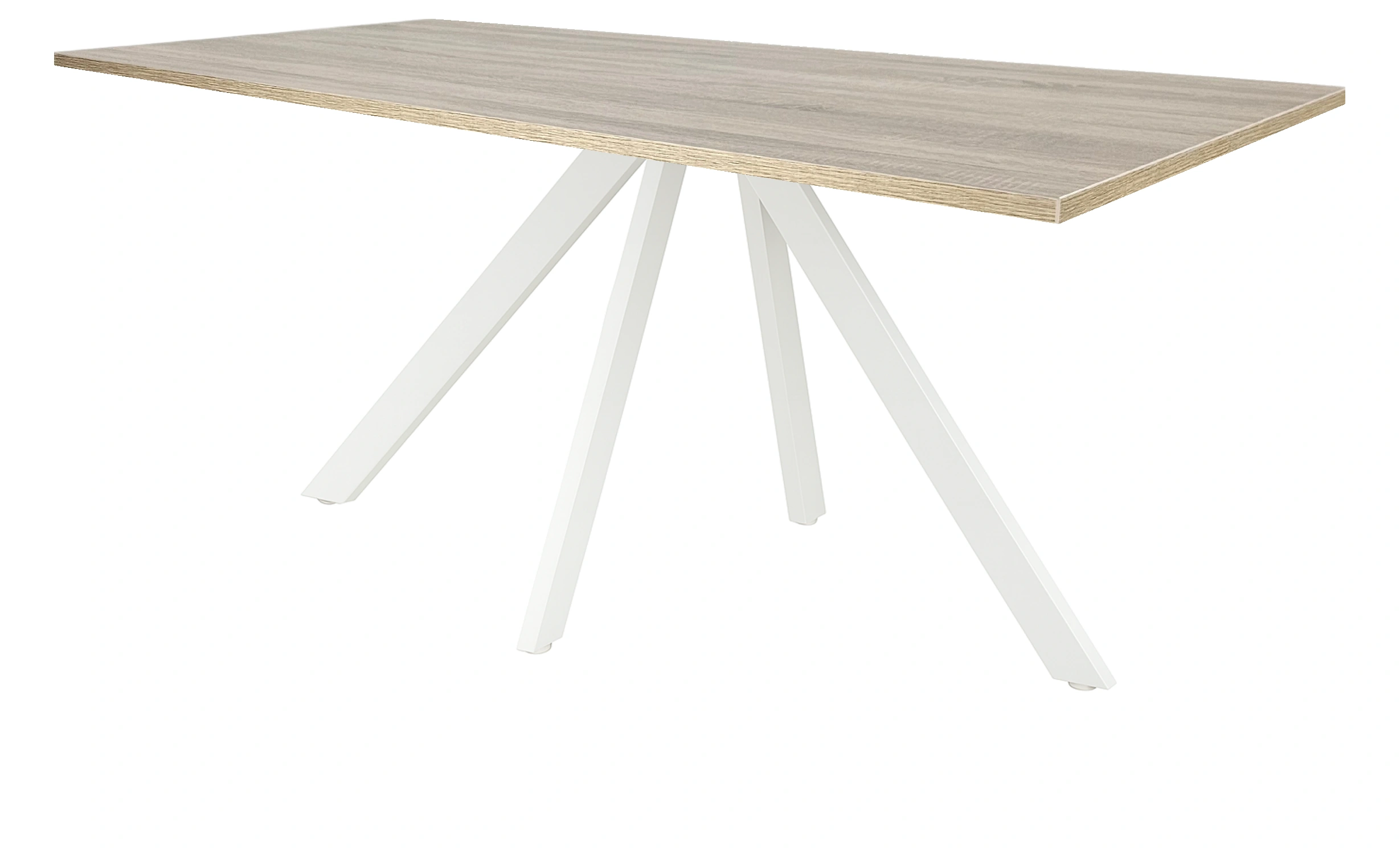 Spinpoot Vergadertafel recht 200x100cm Wit Midden eiken