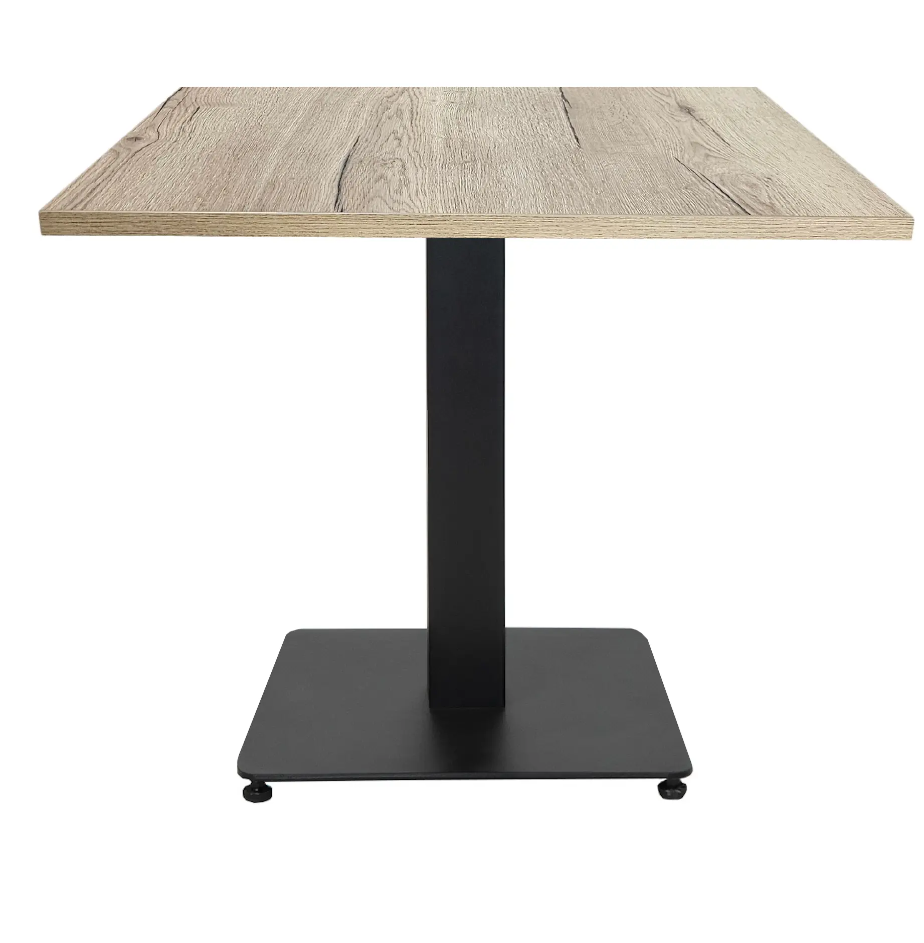 Lage Horecatafel met kolompoot 70x70cm Zwart Natuur eiken