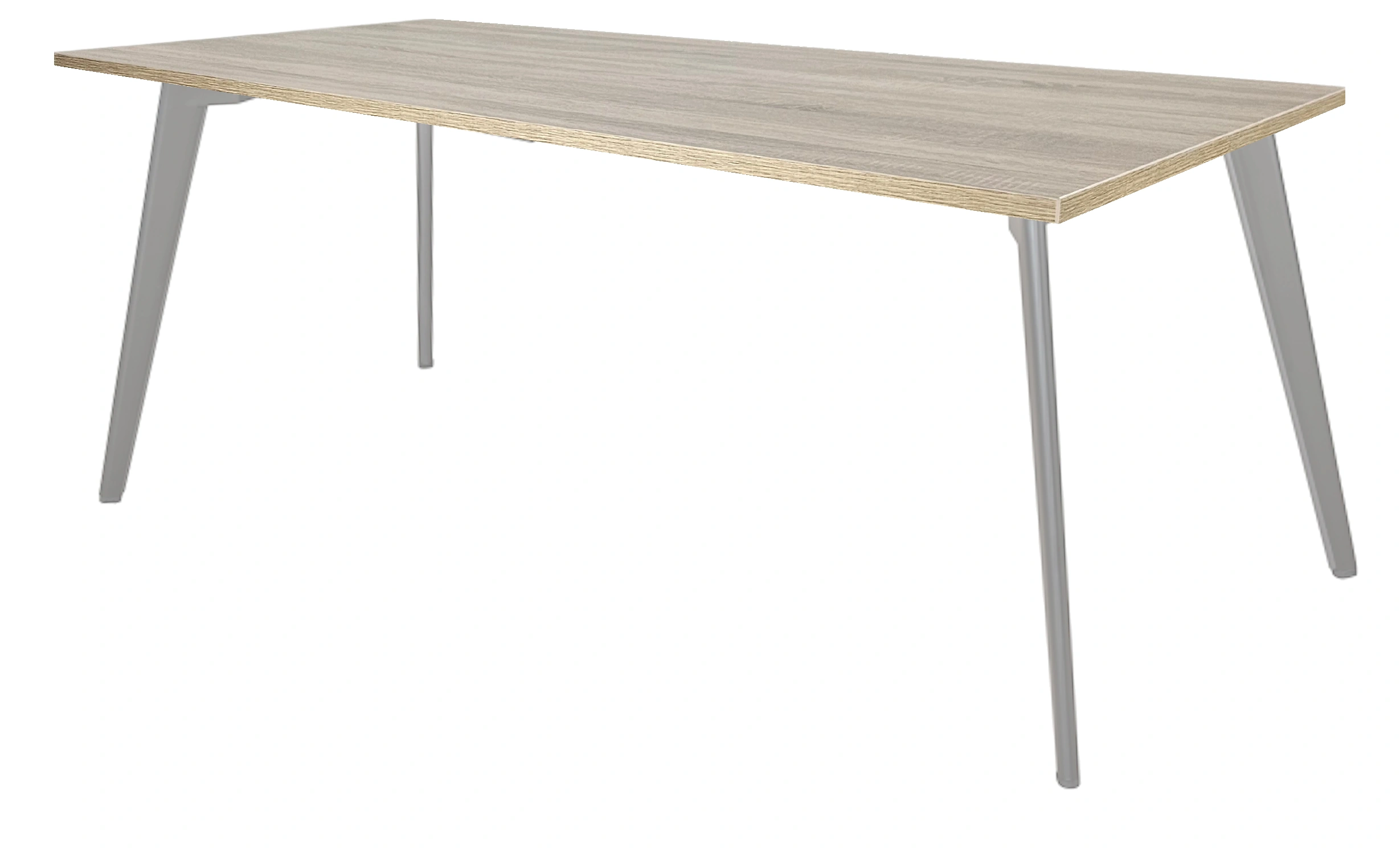 Real-poot Vergadertafel recht 120x80cm Aluminium Midden eiken