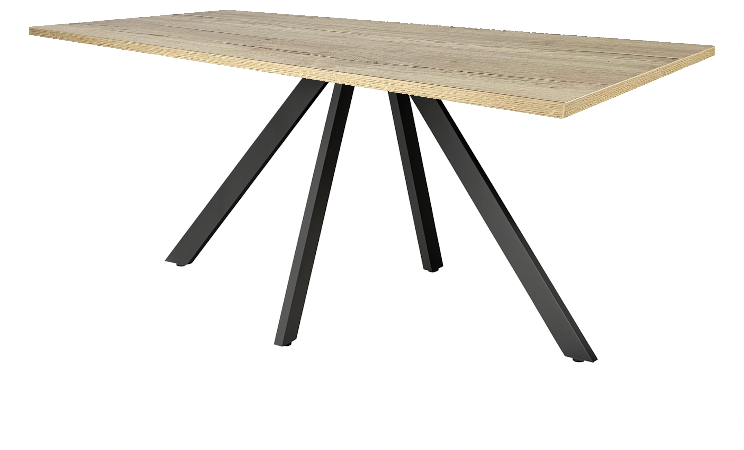Spinpoot Vergadertafel recht 180x80cm Zwart Natuur eiken