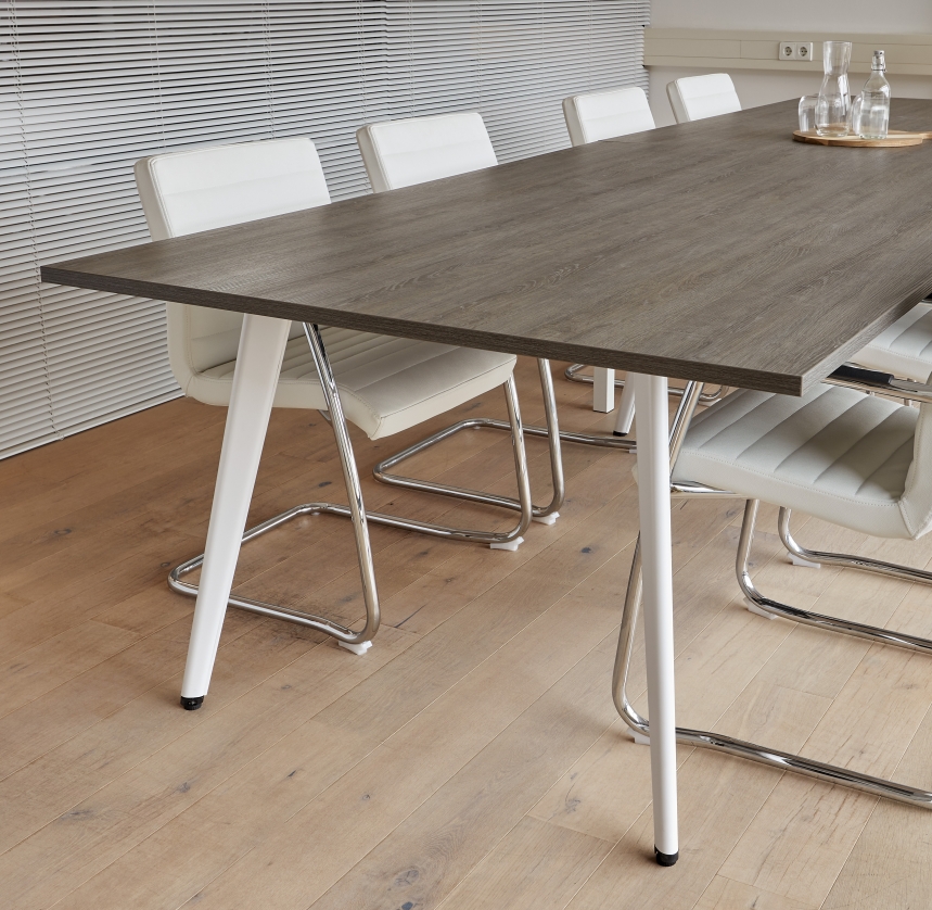 Real-poot Vergadertafel Deens Ovaal 240x120cm Aluminium - Zwart