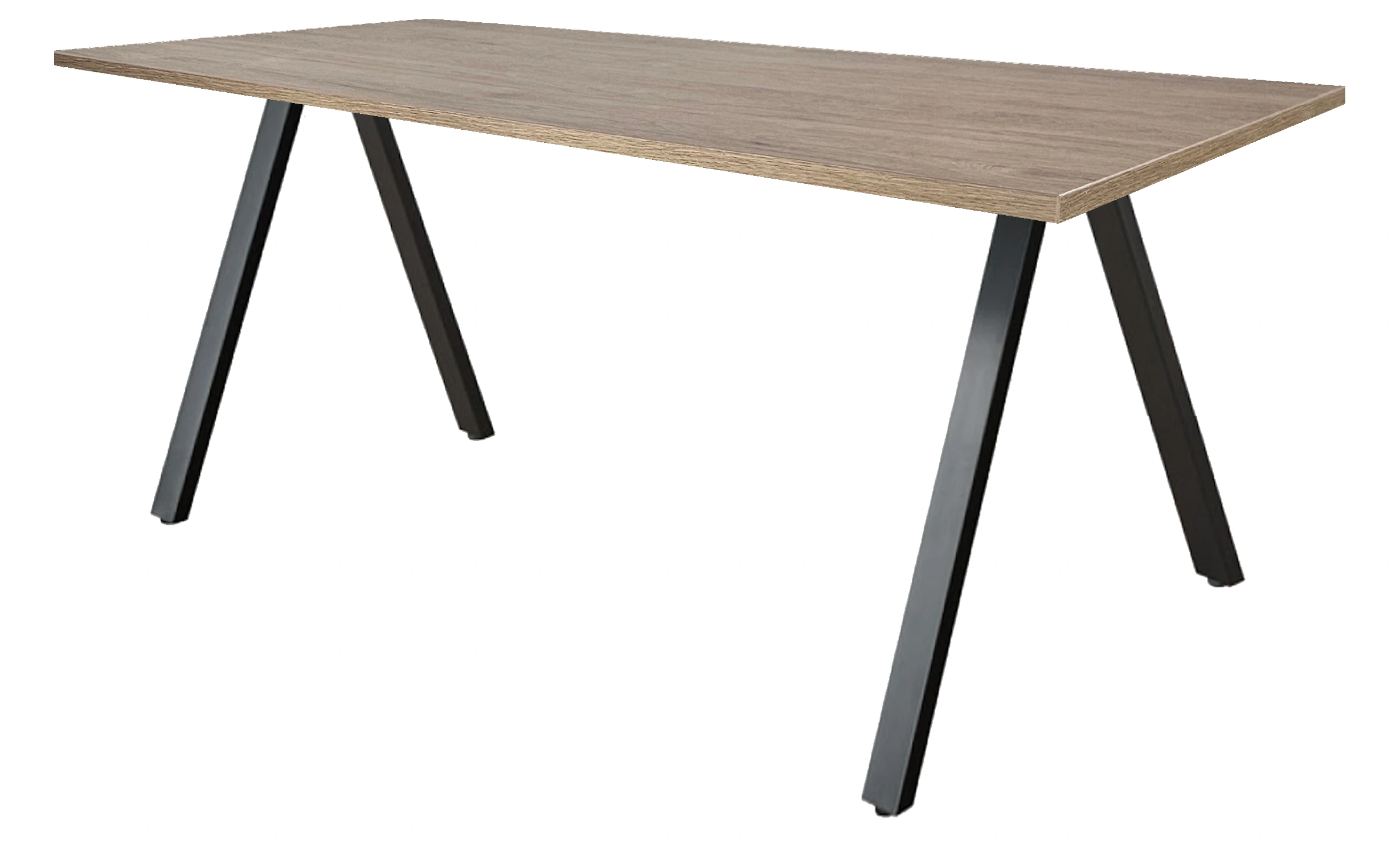 V-poot Vergadertafel recht 200x80cm Zwart Hickory Noten