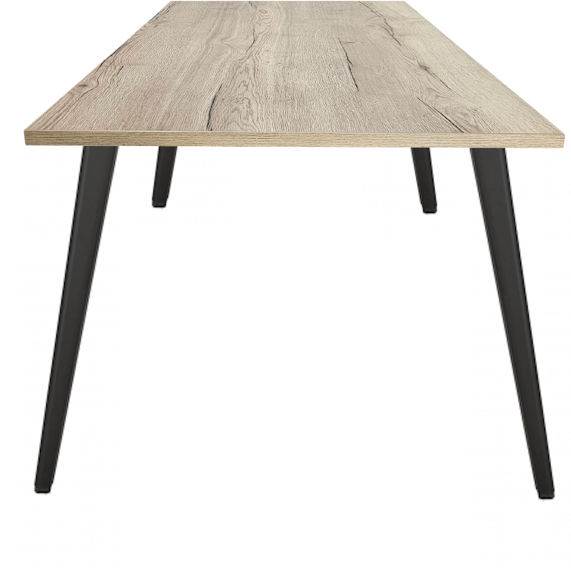 Real-poot Vergadertafel recht 160x80cm Zwart Natuur eiken