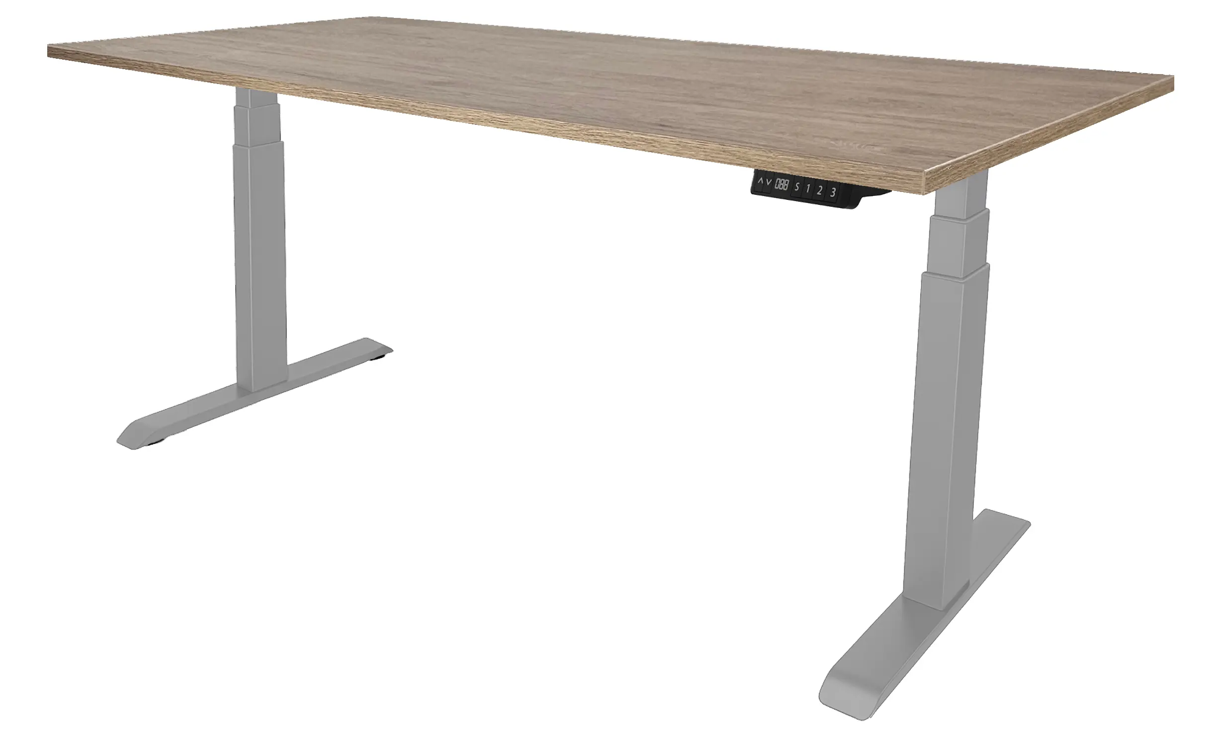 Zit-Sta Bureau Elektrisch 'Professional' EN-527 120x80cm Aluminium - Hickory Noten