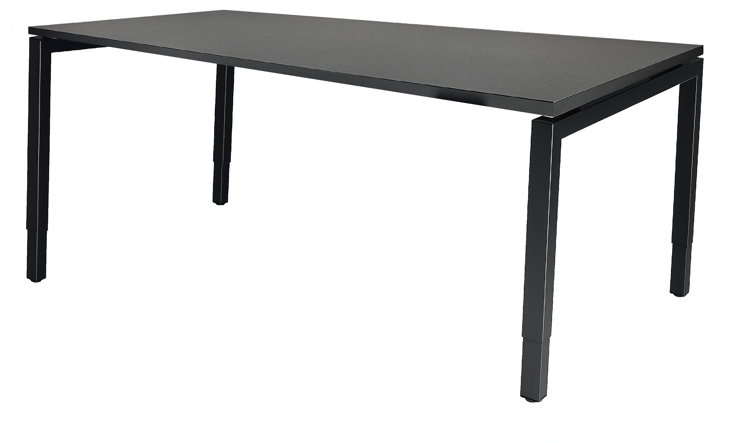 Vida 4-poots Vergadertafel recht 200x80cm Zwart Zwart