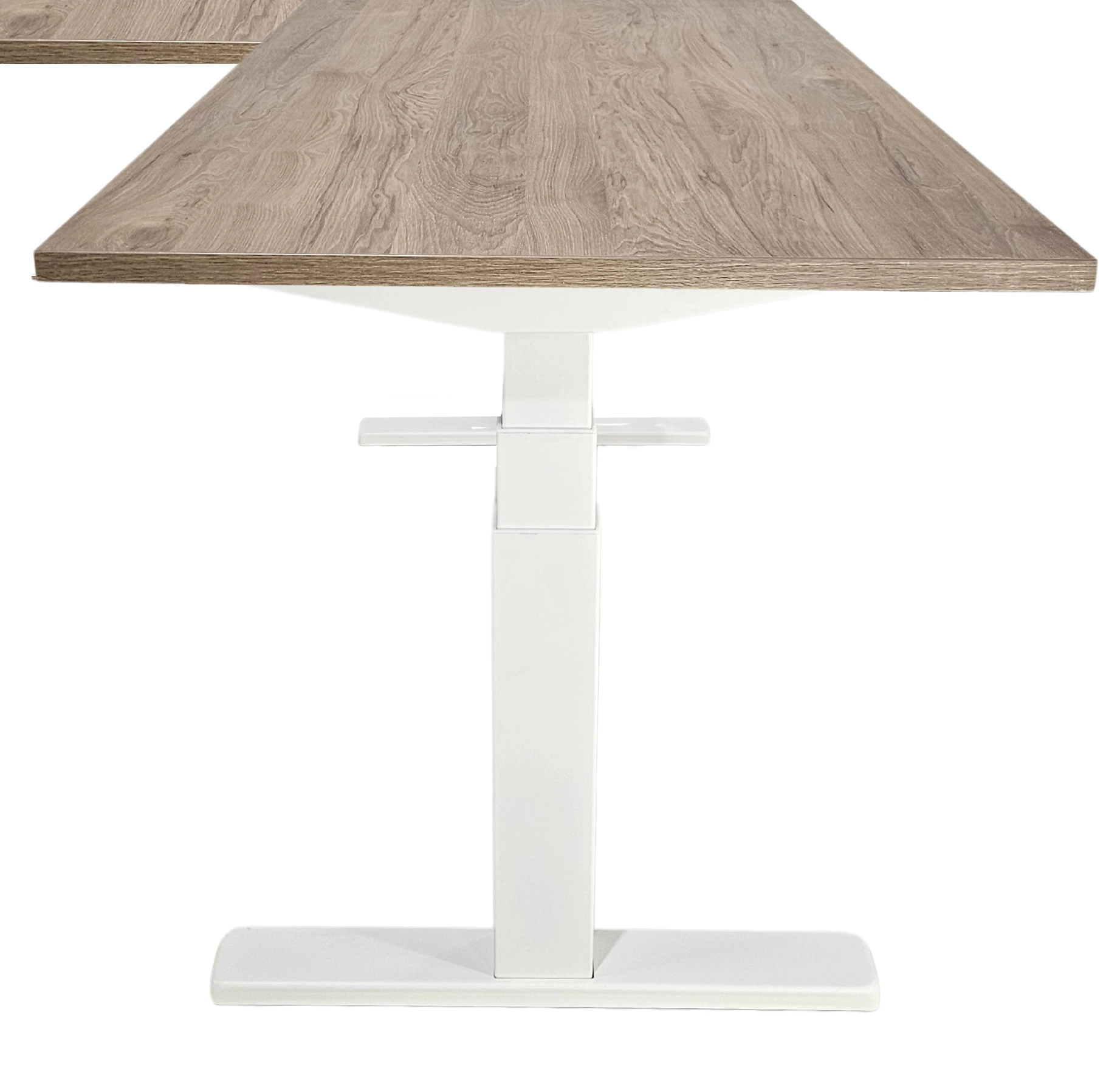 Elektrisch zit-sta Hoekbureau 200x200cm Wit Hickory Noten