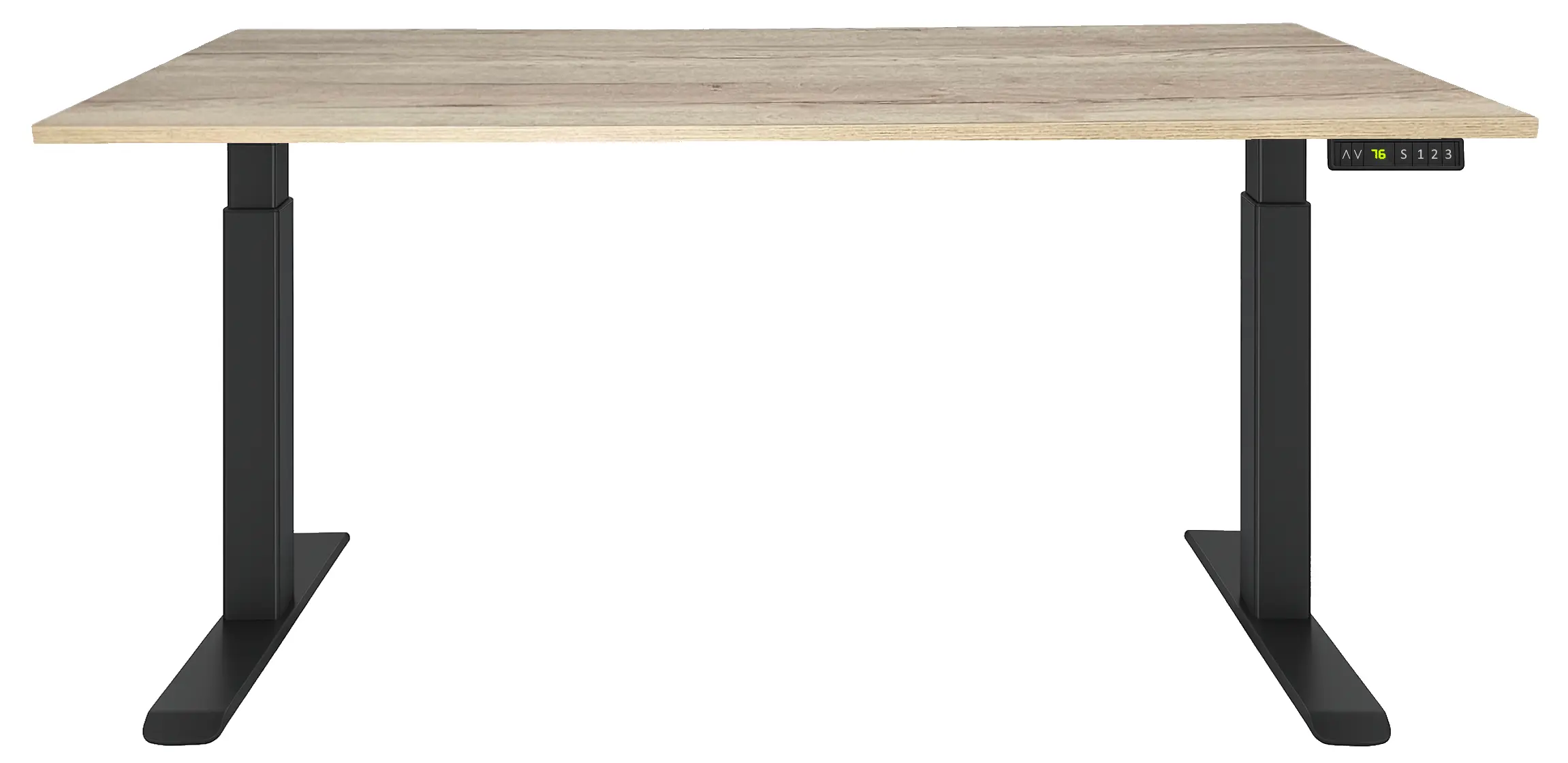 Zit-Sta Bureau Elektrisch 'Basic' 180x80cm Zwart - Natuur eiken