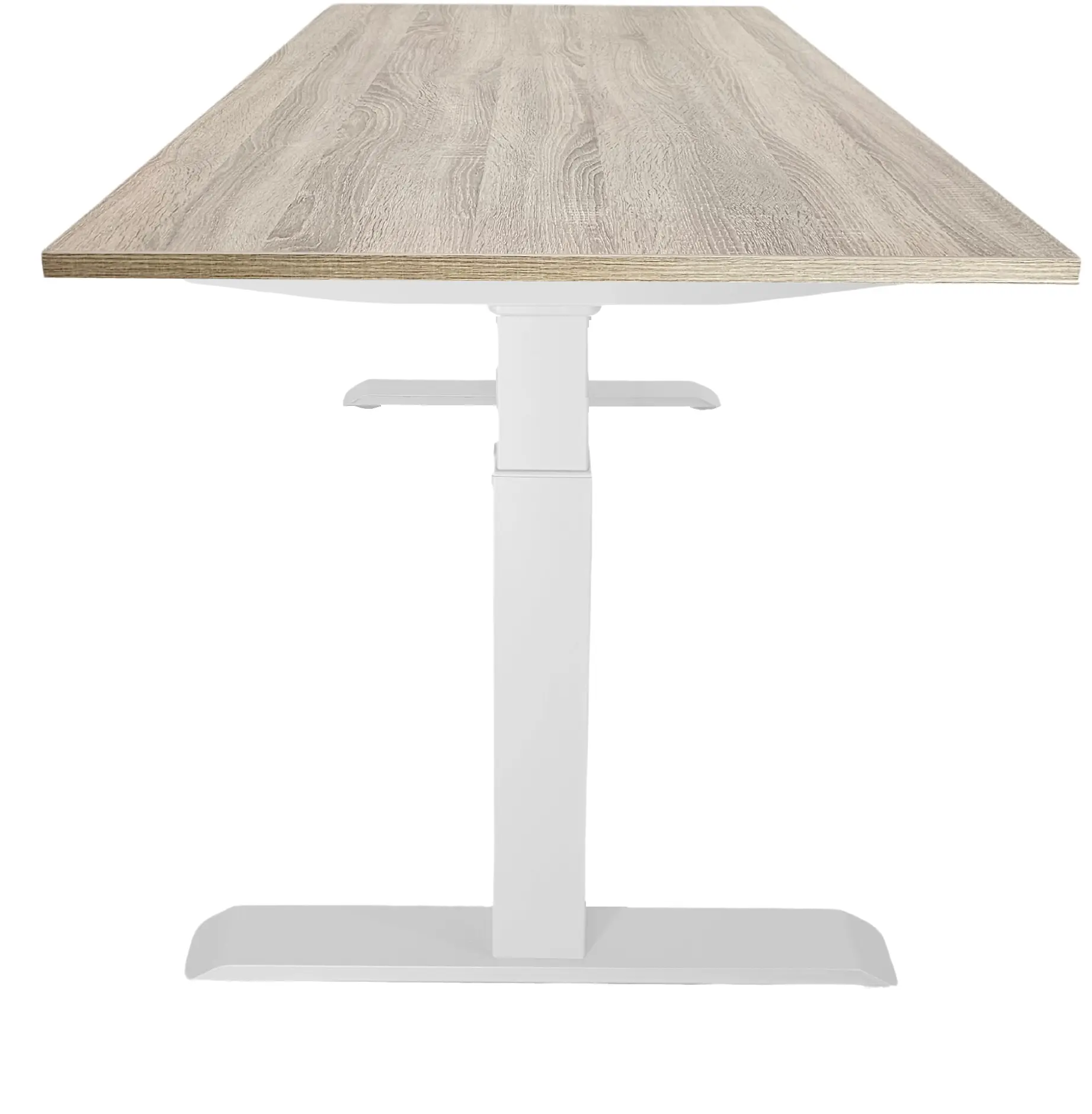 Zit-Sta Bureau Slinger Verstelbaar 200x80cm Wit - Midden eiken