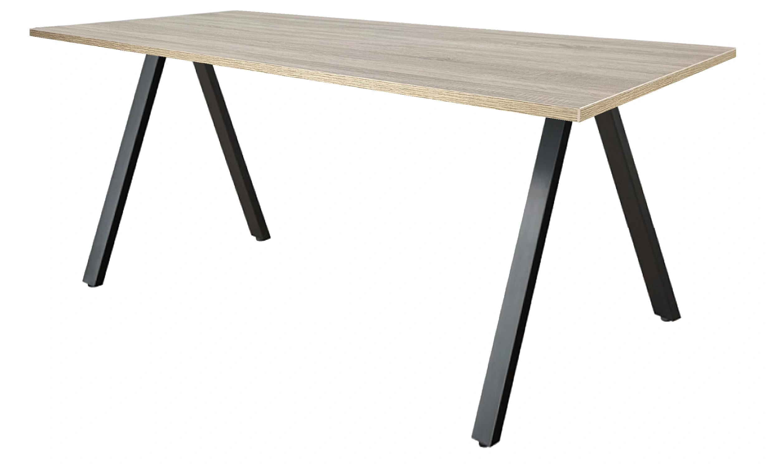 V-poot Vergadertafel recht 200x100cm Zwart Midden eiken