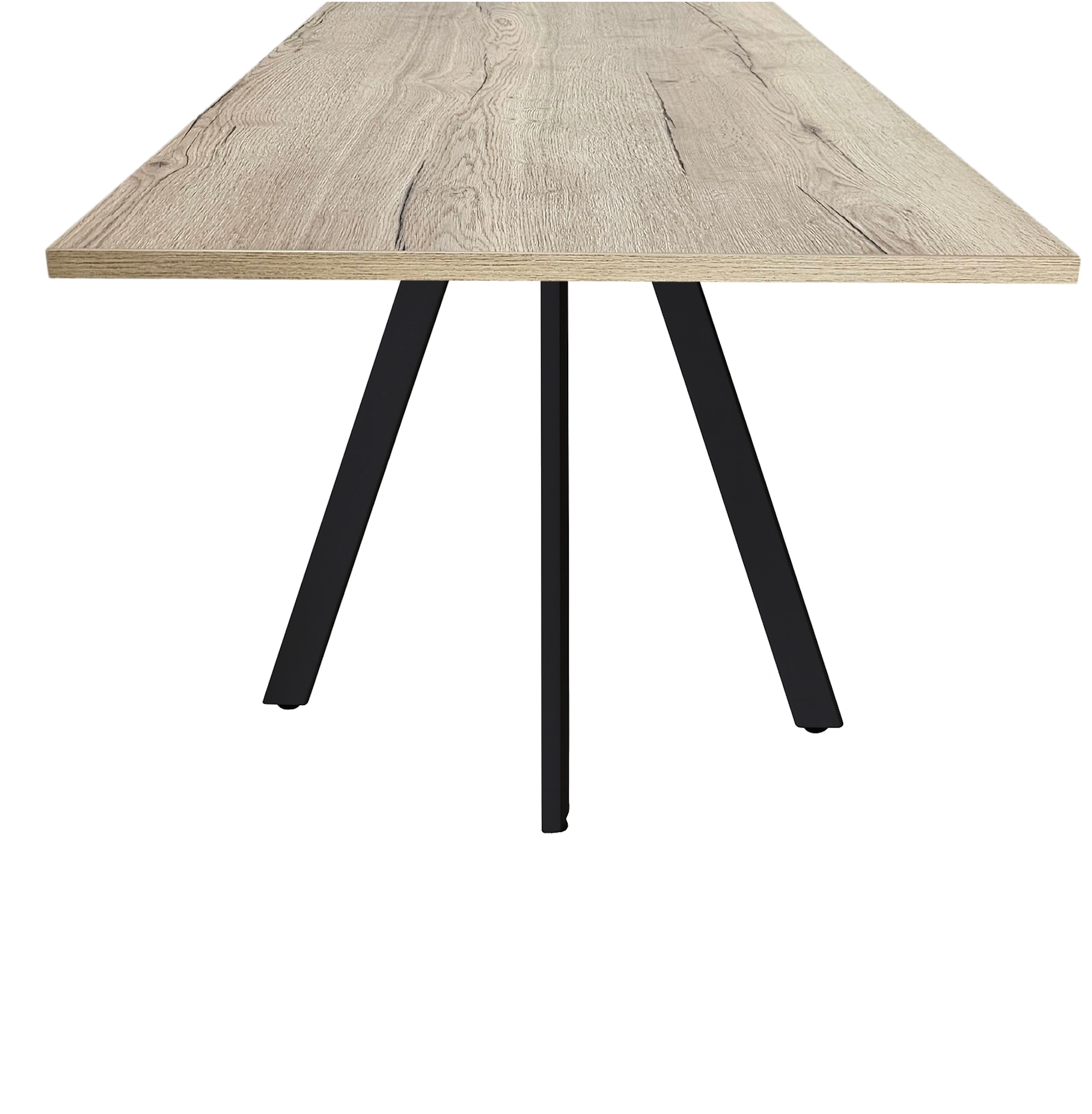 Spinpoot Vergadertafel recht 180x80cm Zwart Natuur eiken