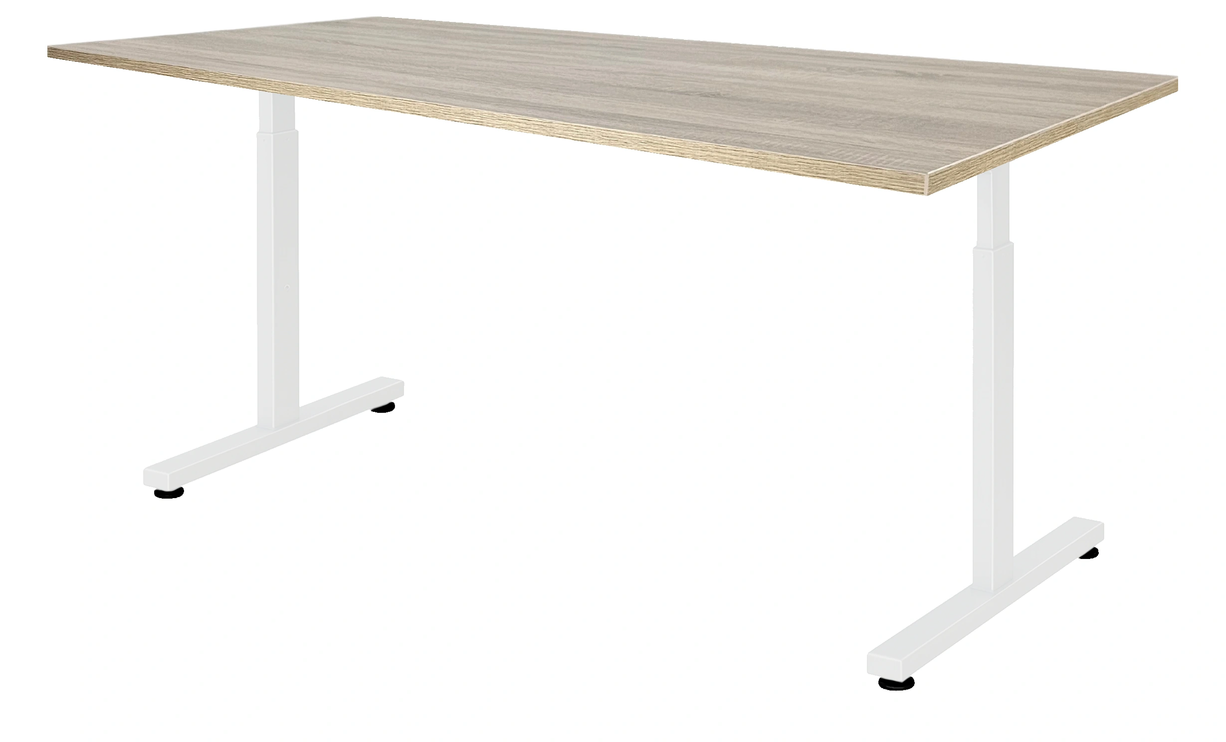 Verstelbaar Bureau Vamo T-poot 180x80cm Wit Midden eiken