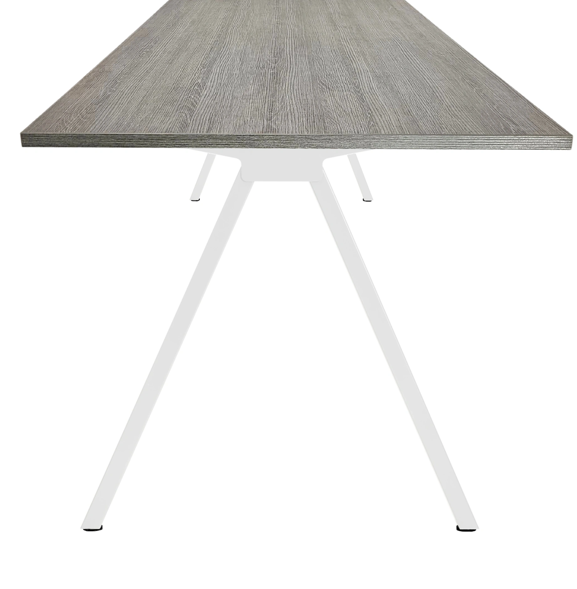 V-poot Vergadertafel recht 180x80cm Wit Bruin eiken