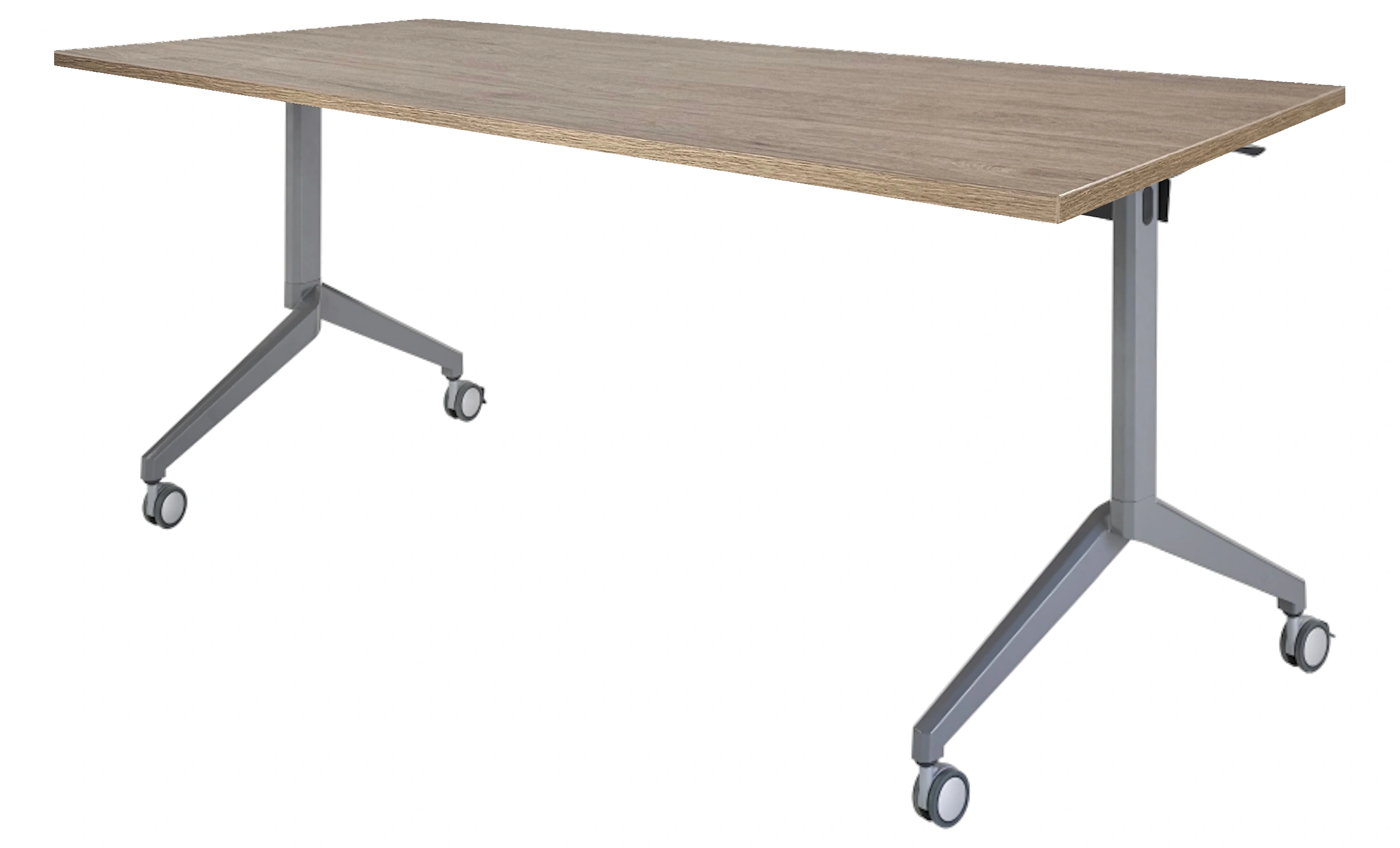 Inklapbare en verrijdbare Kantinetafel recht 140x80cm Aluminium Hickory Noten