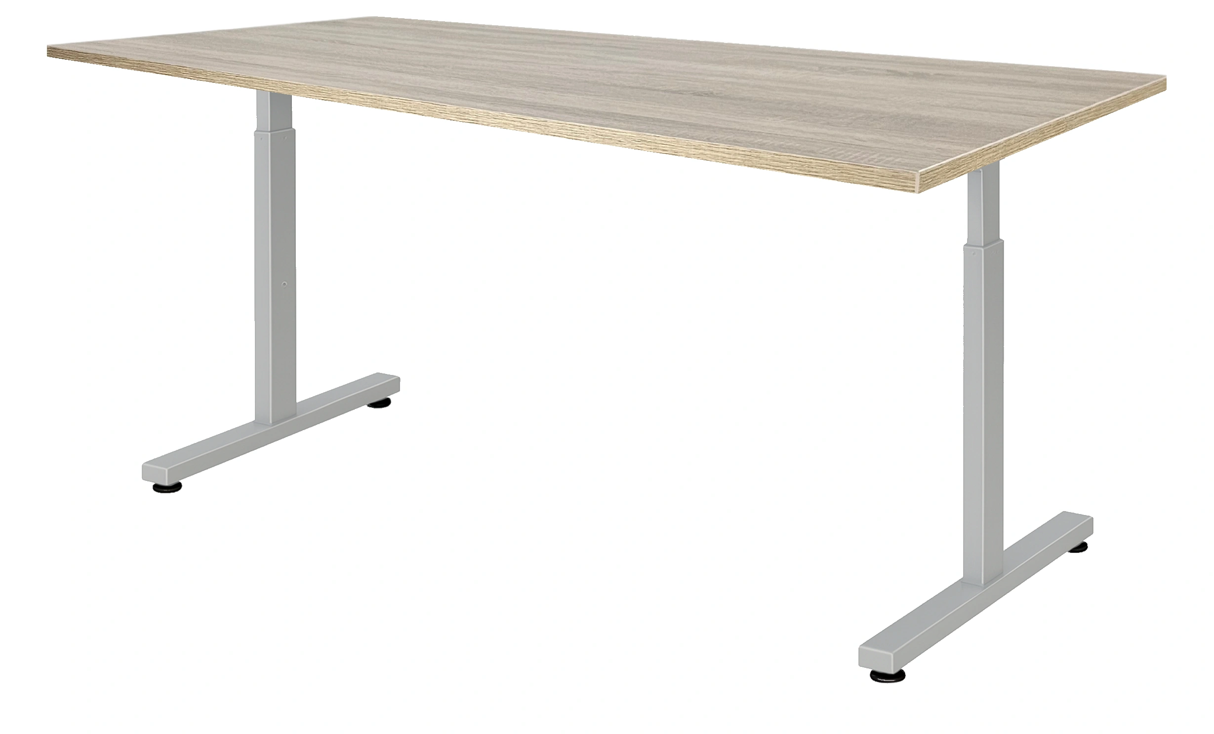Verstelbaar Bureau Vamo T-poot 180x80cm Aluminium Midden eiken