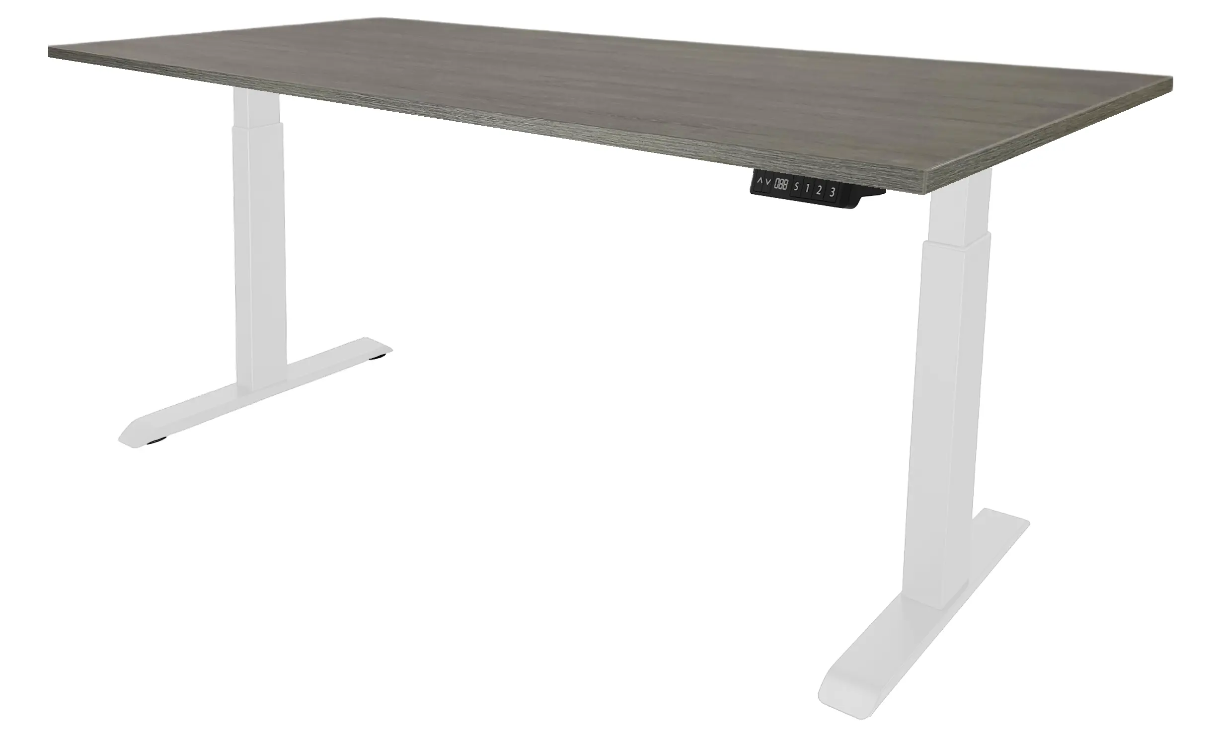 Zit-Sta Bureau Elektrisch 'Basic' 160x80cm Wit - Bruin eiken