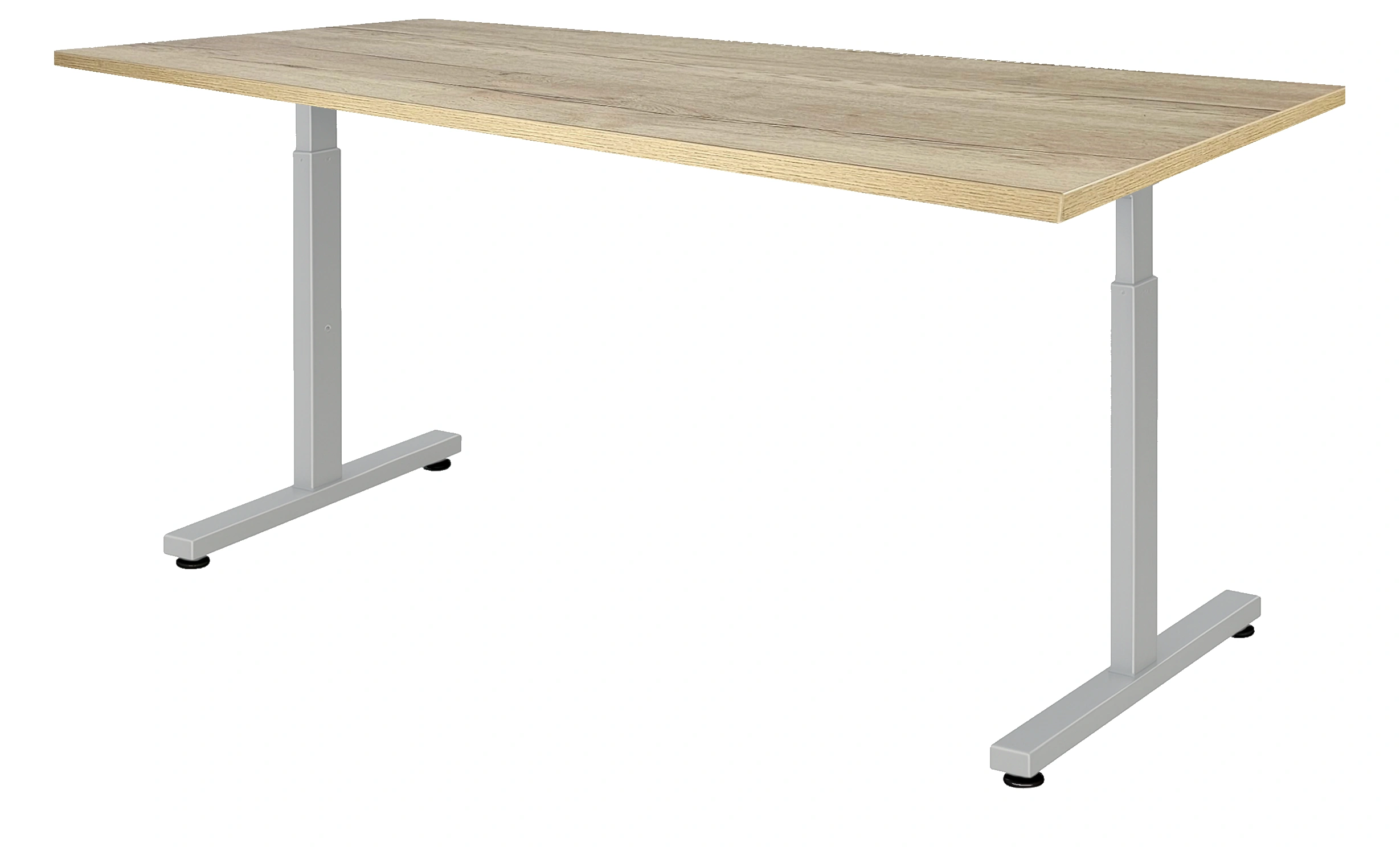 Verstelbaar Bureau Vamo T-poot 200x80cm Aluminium Natuur eiken