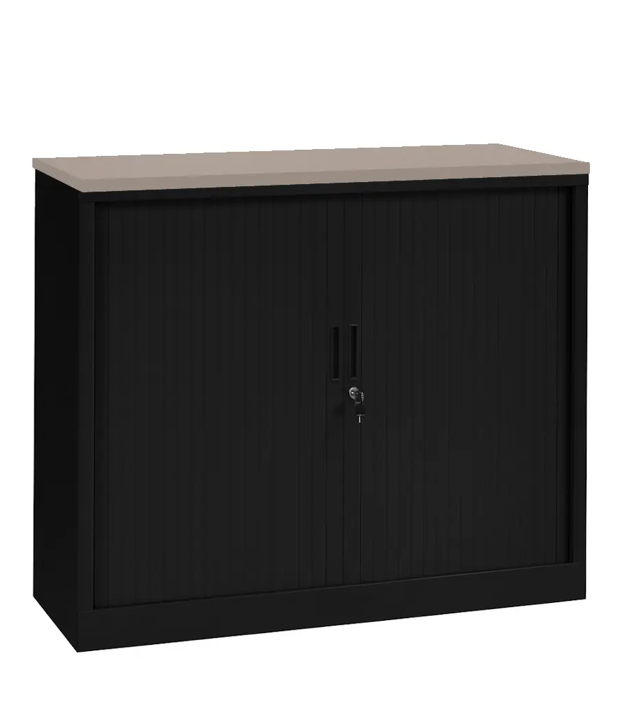 Roldeurkast Zwart 118 x 120 x 43 cm Met topblad Cuando