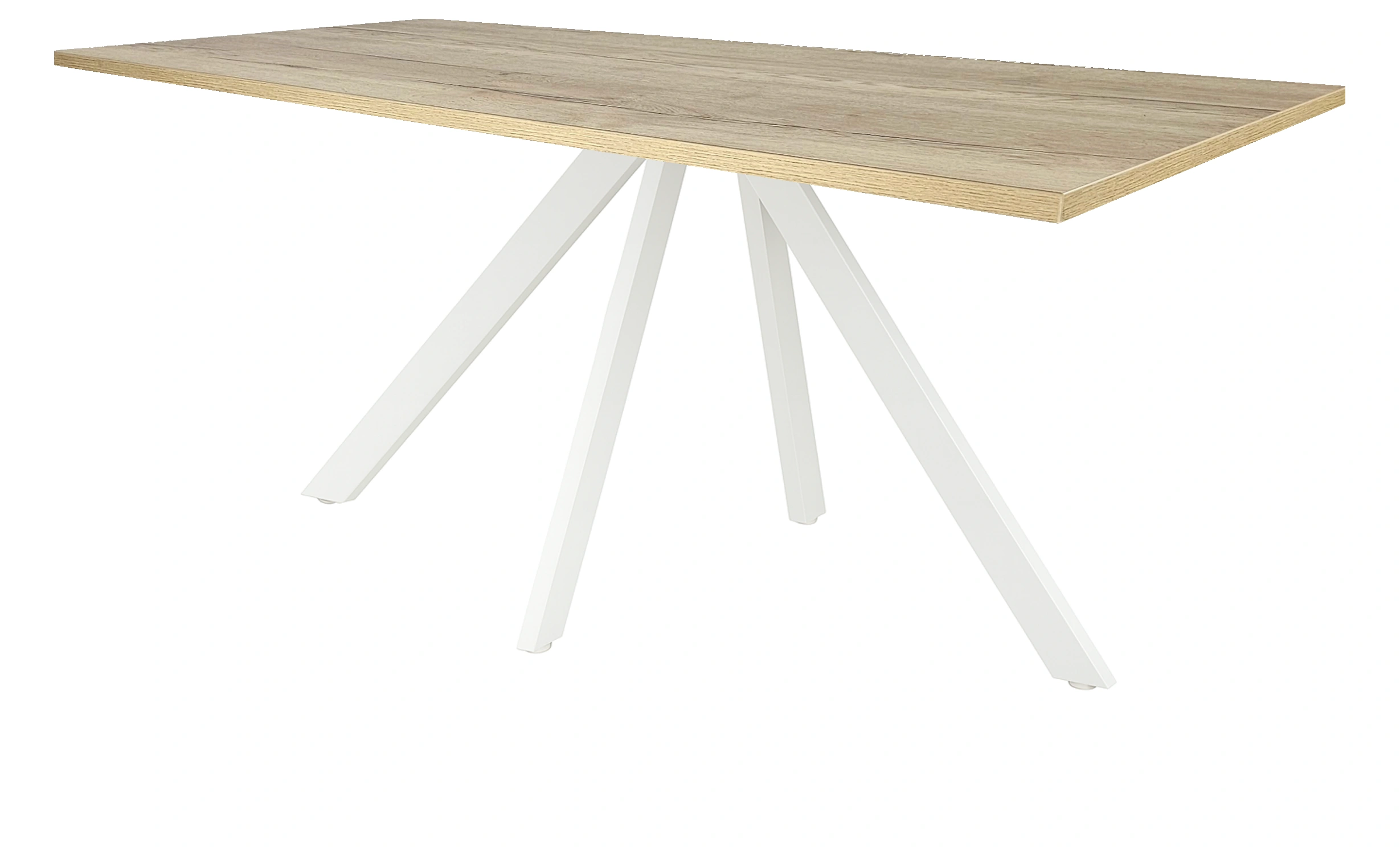 Spinpoot Vergadertafel recht 200x80cm Wit Natuur eiken