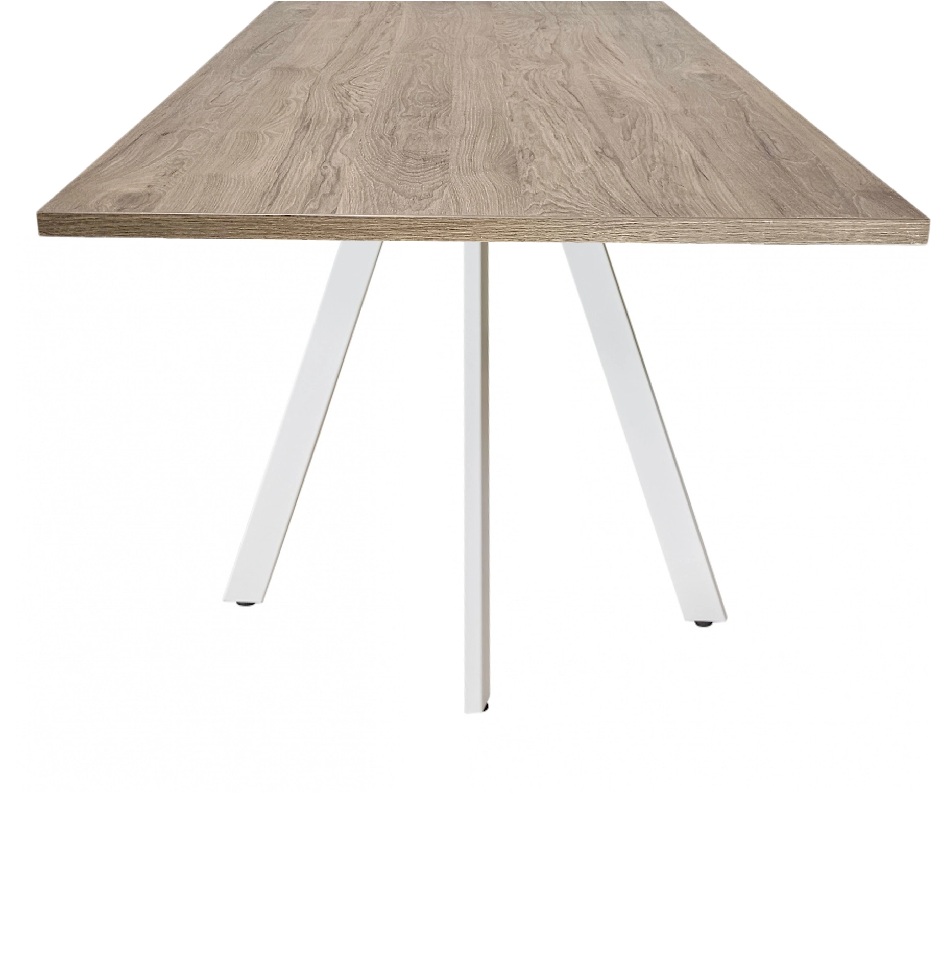 Spinpoot Vergadertafel recht 180x80cm Wit Hickory Noten