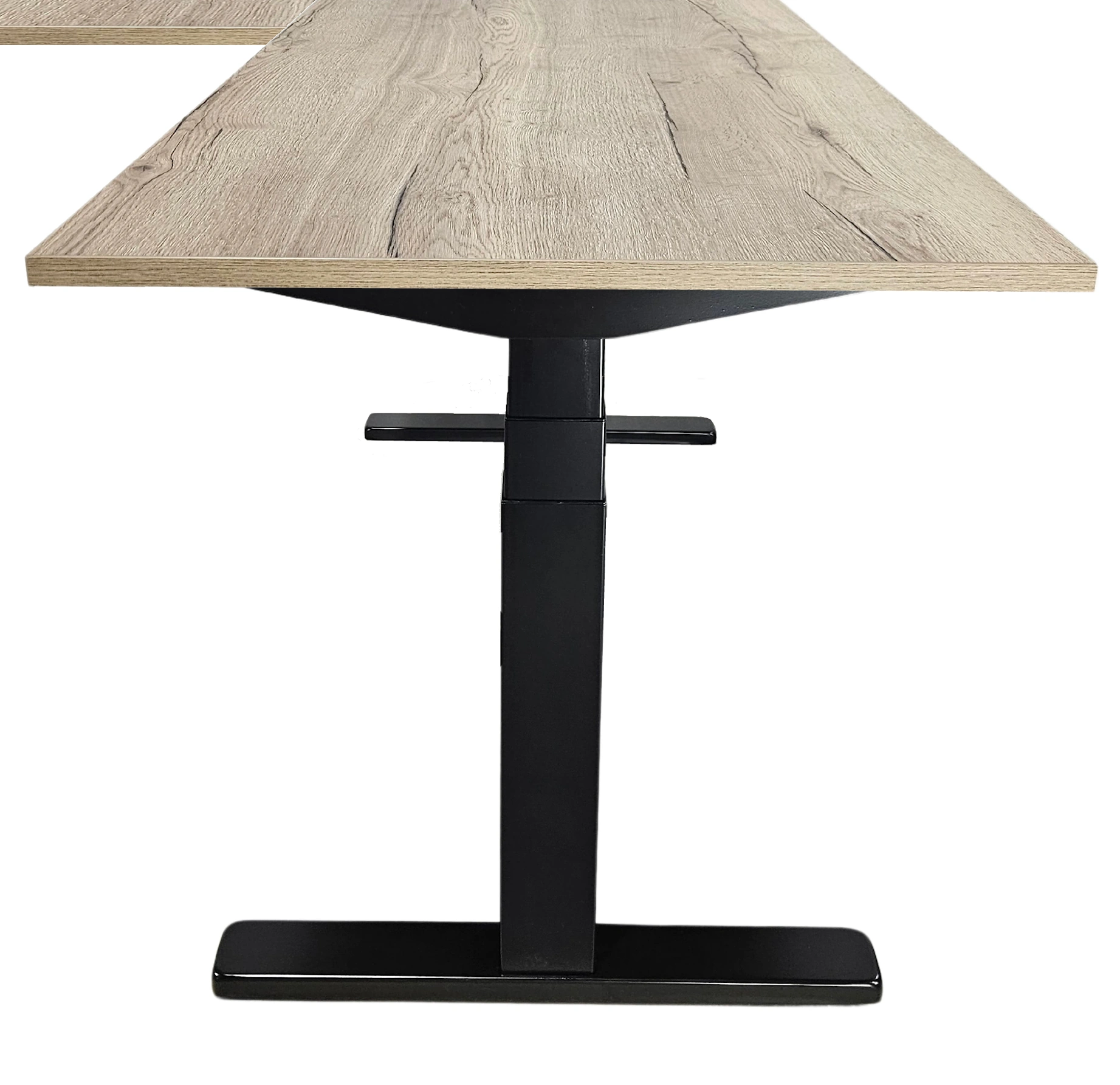 Elektrisch zit-sta Hoekbureau 200x180cm Zwart Natuur eiken