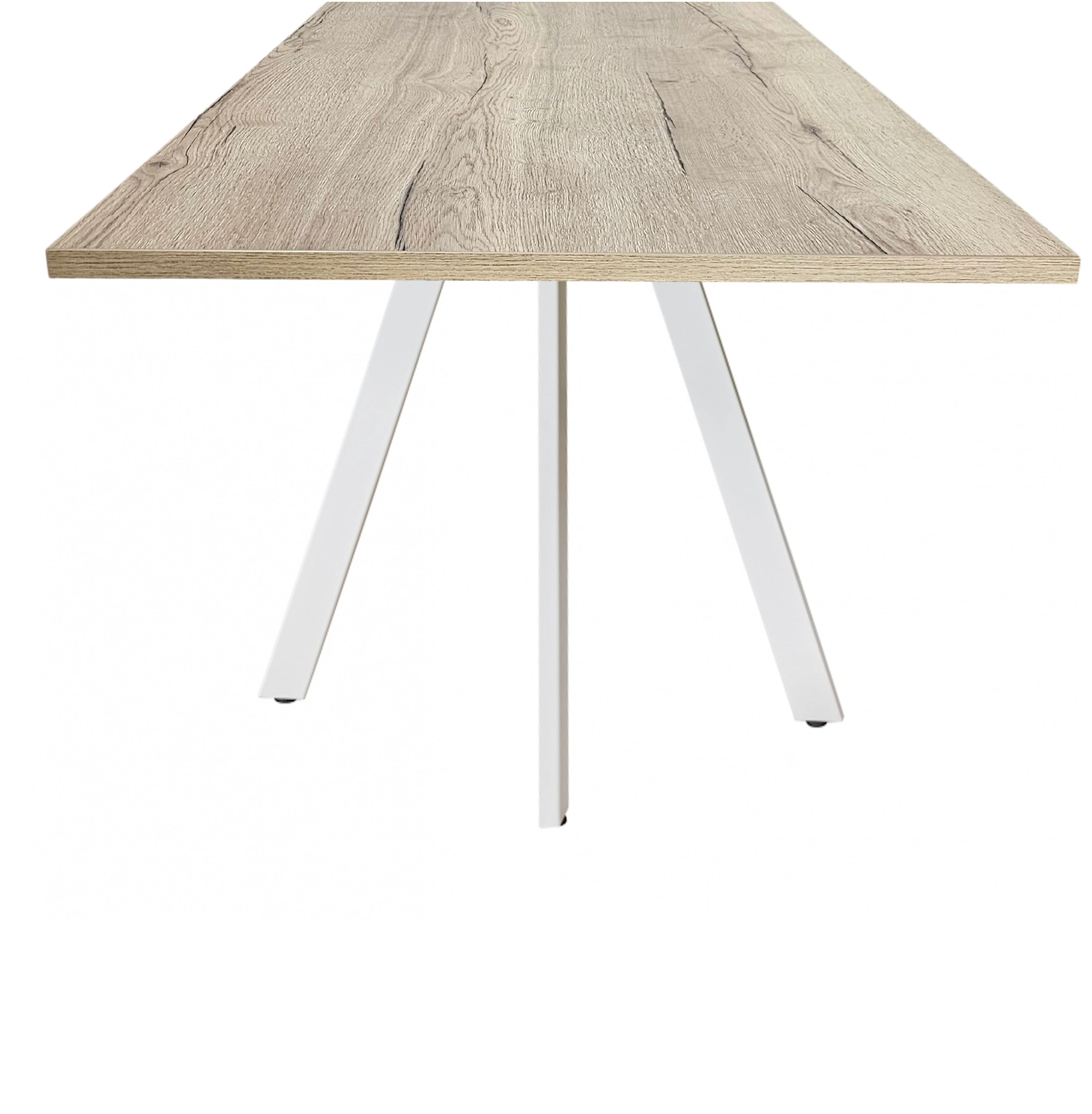 Spinpoot Vergadertafel recht 200x80cm Wit Natuur eiken