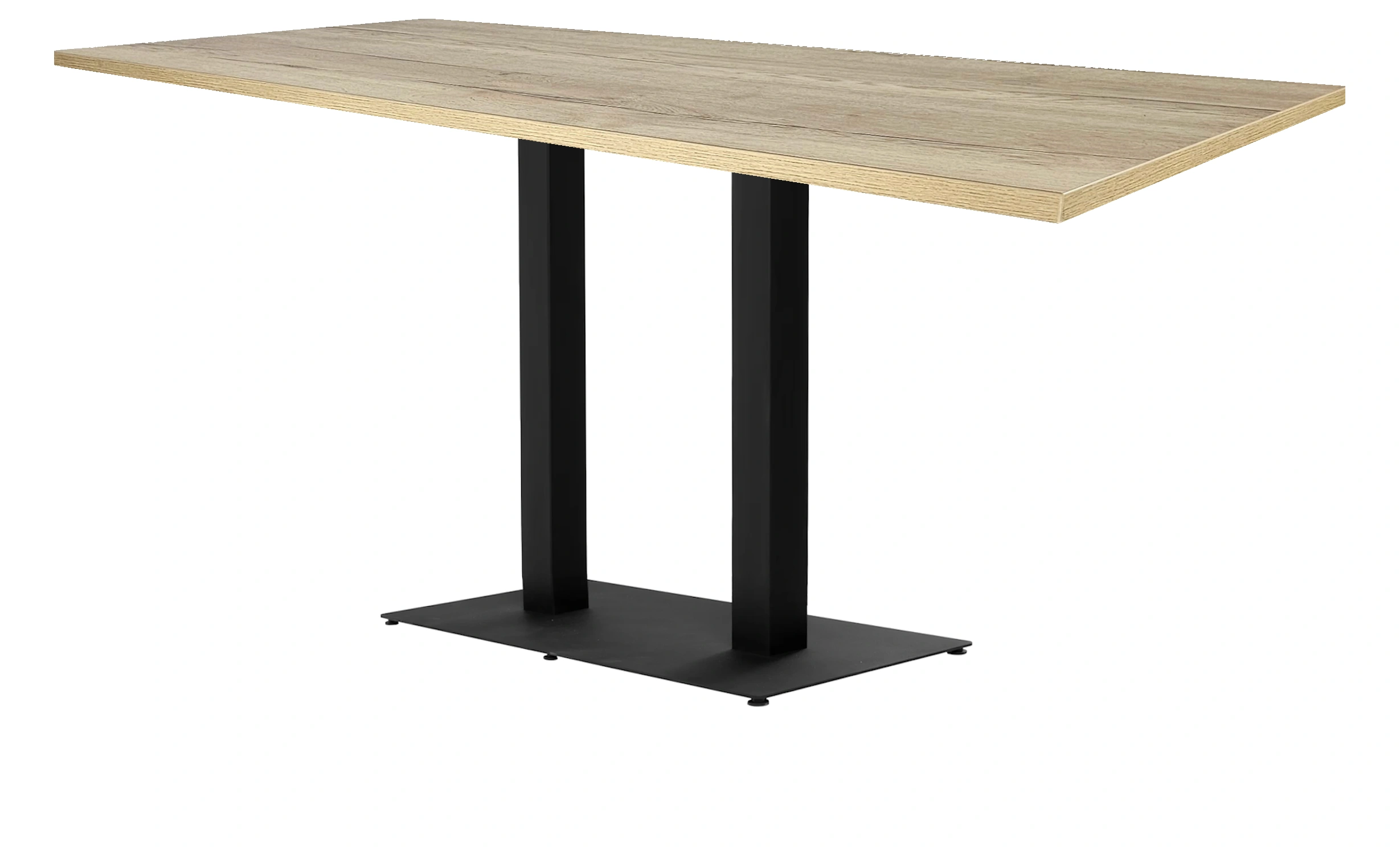 Kolompoot  Vergadertafel recht 160x80cm Zwart Natuur eiken