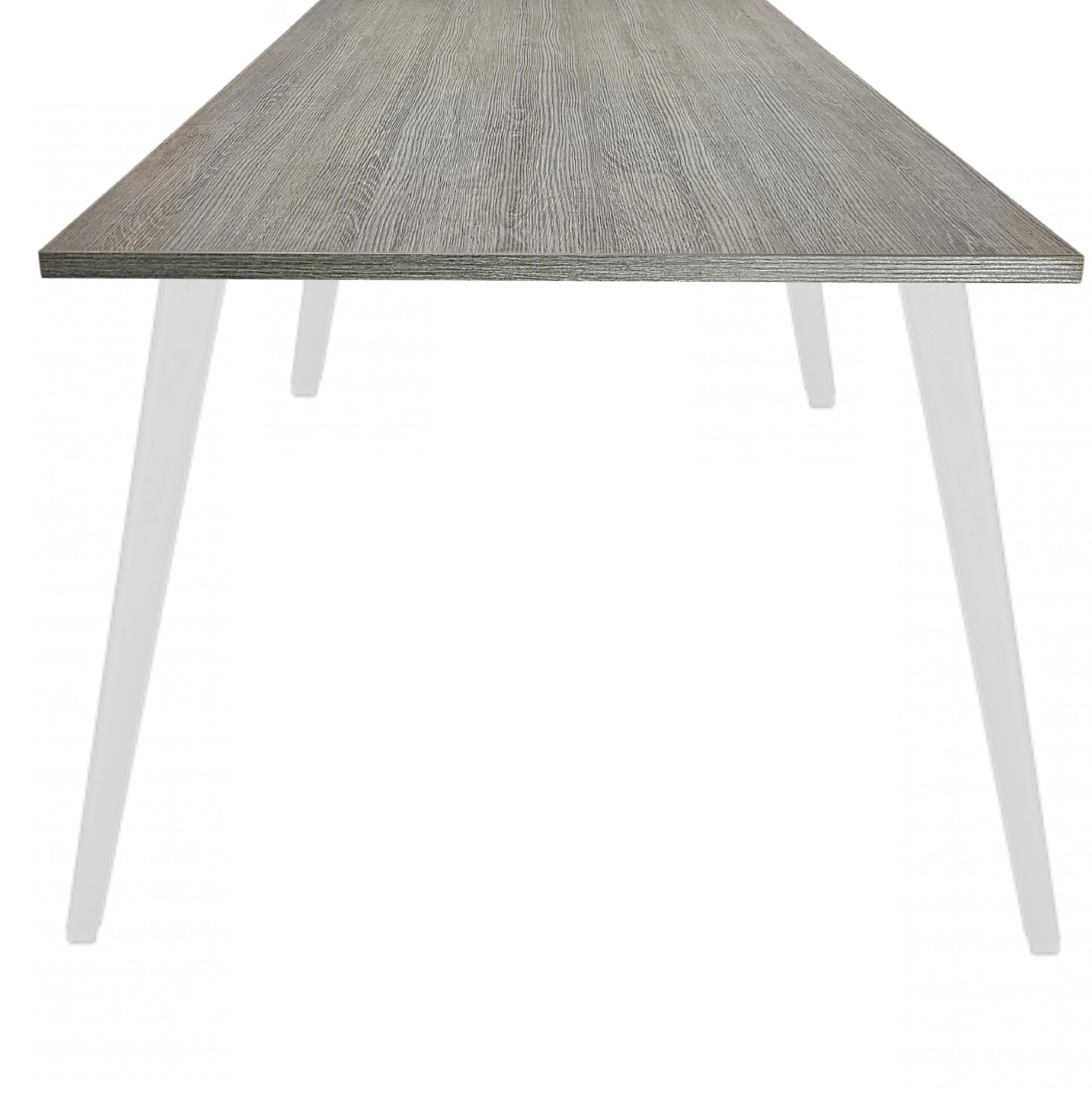 Real-poot Vergadertafel recht 200x80cm Wit Bruin eiken