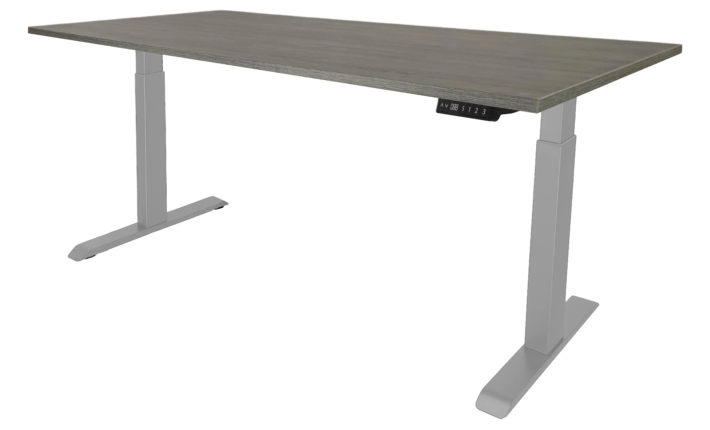 Zit-Sta Bureau Elektrisch 'Basic' 120x80cm Aluminium - Bruin eiken