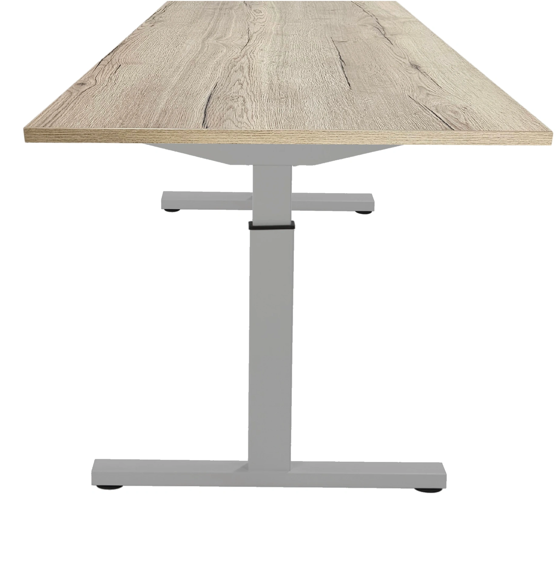 Verstelbaar Bureau Vamo T-poot 200x80cm Aluminium Natuur eiken