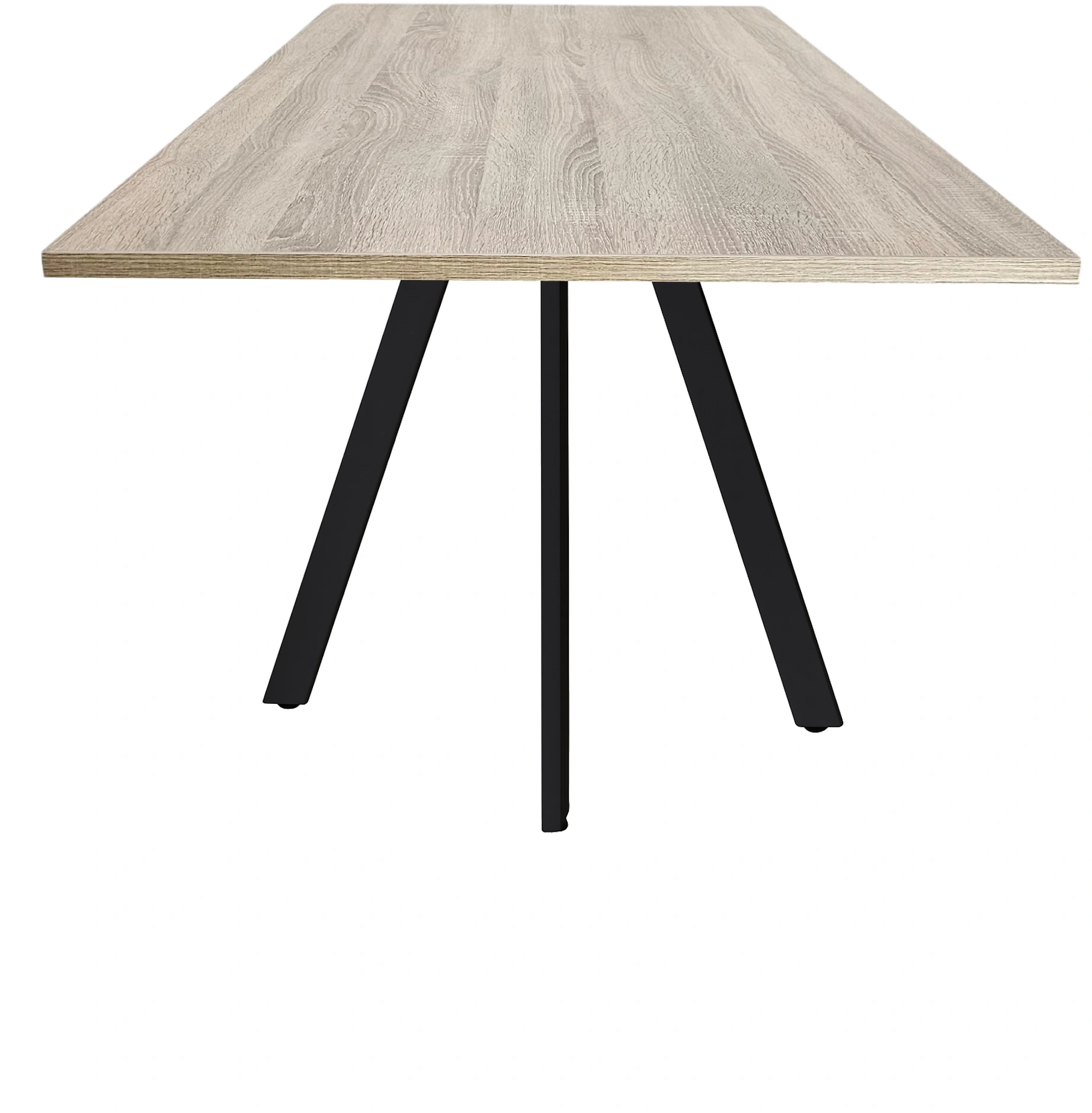 Spinpoot Vergadertafel recht 180x80cm Zwart Midden eiken