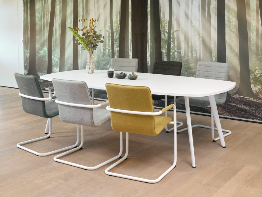 Real-poot Vergadertafel Deens Ovaal 240x120cm Aluminium - Zwart