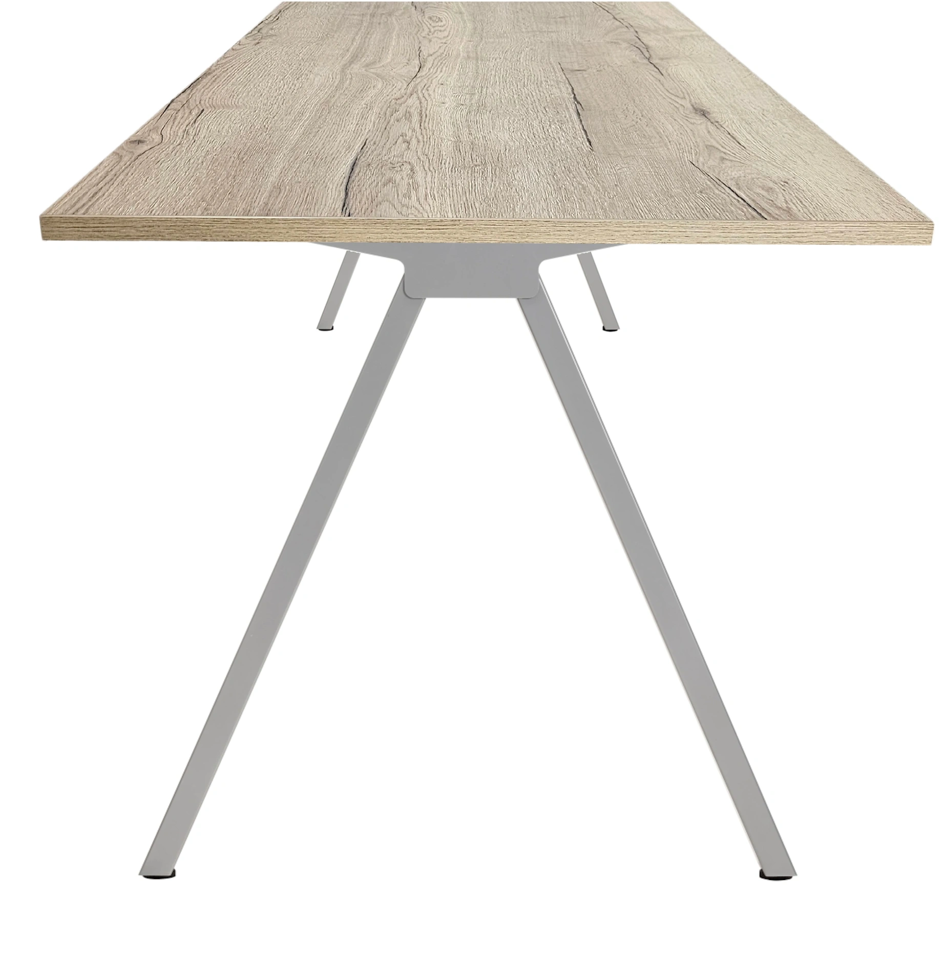 V-poot Vergadertafel recht 120x80cm Aluminium Natuur eiken