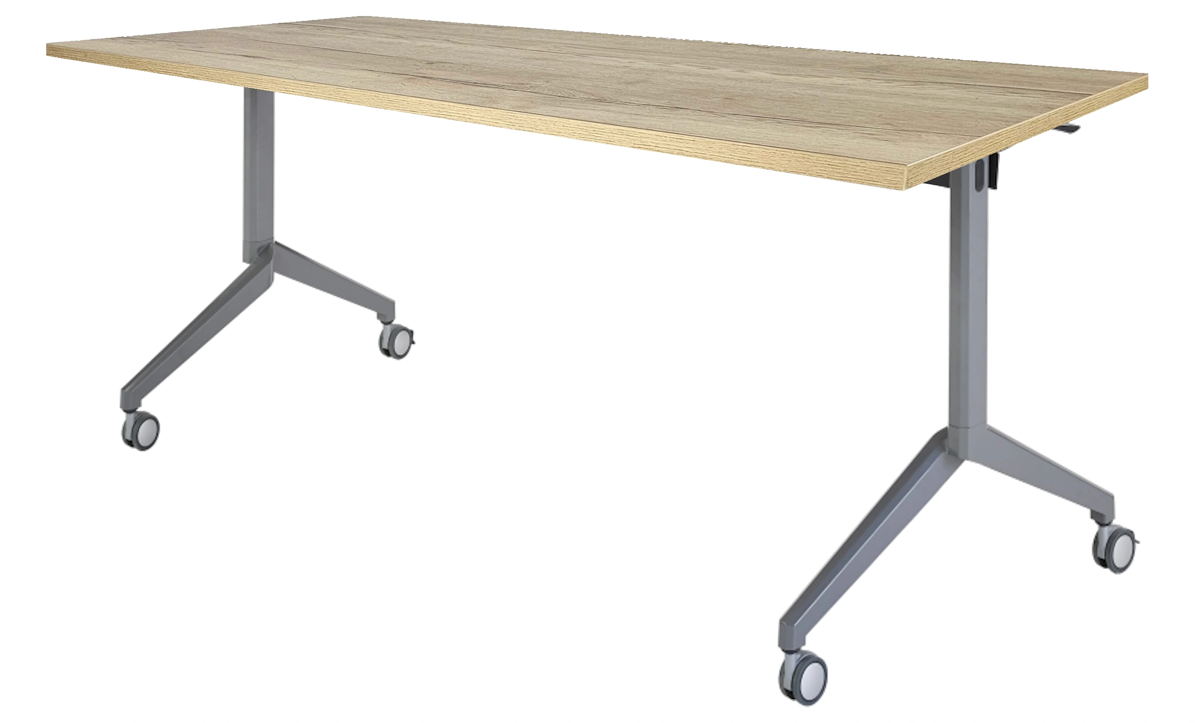 Inklapbare en verrijdbare Kantinetafel recht 120x80cm Aluminium Natuur eiken